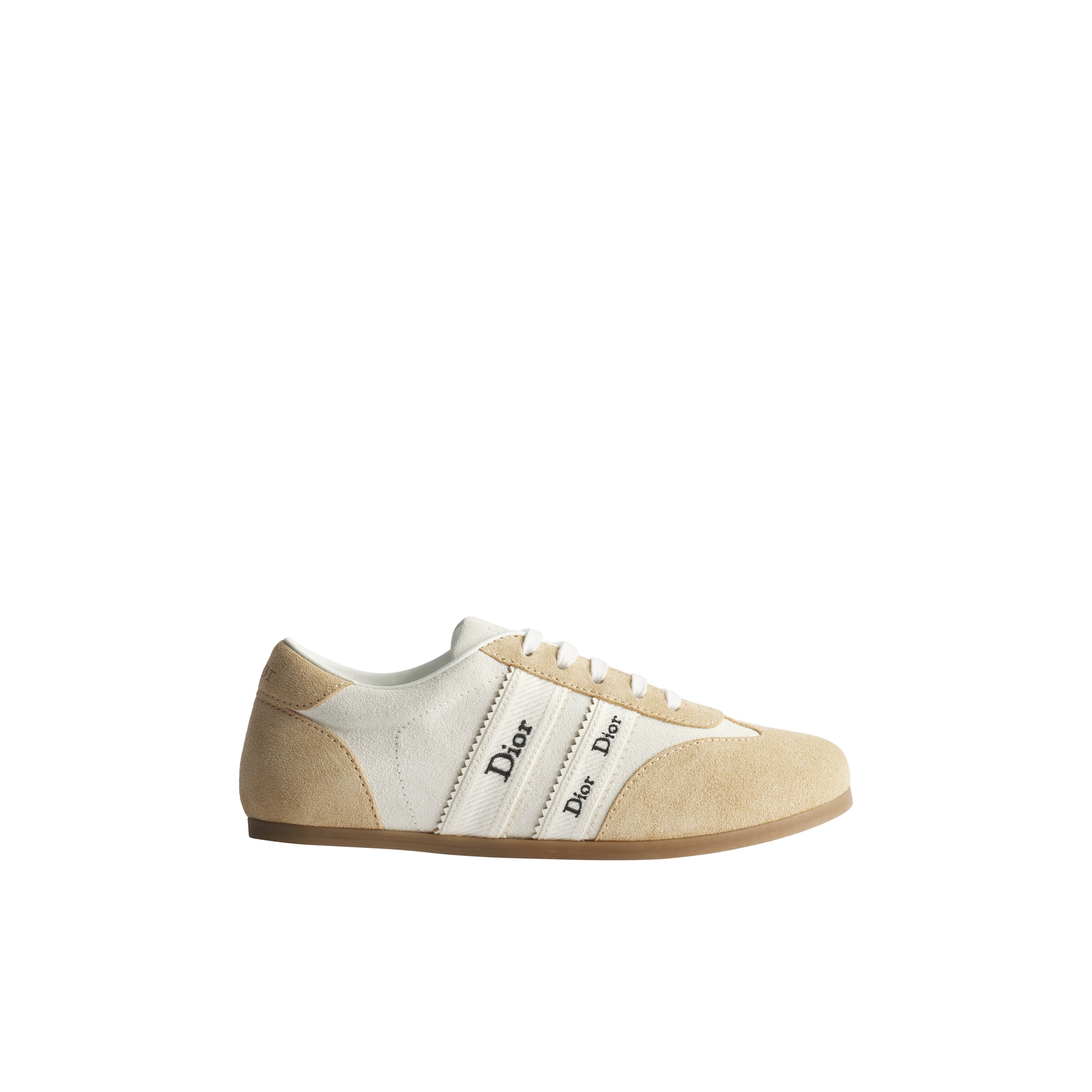Kids' Dior Ribbon Sneaker White and Beige Suede Calfskin E02