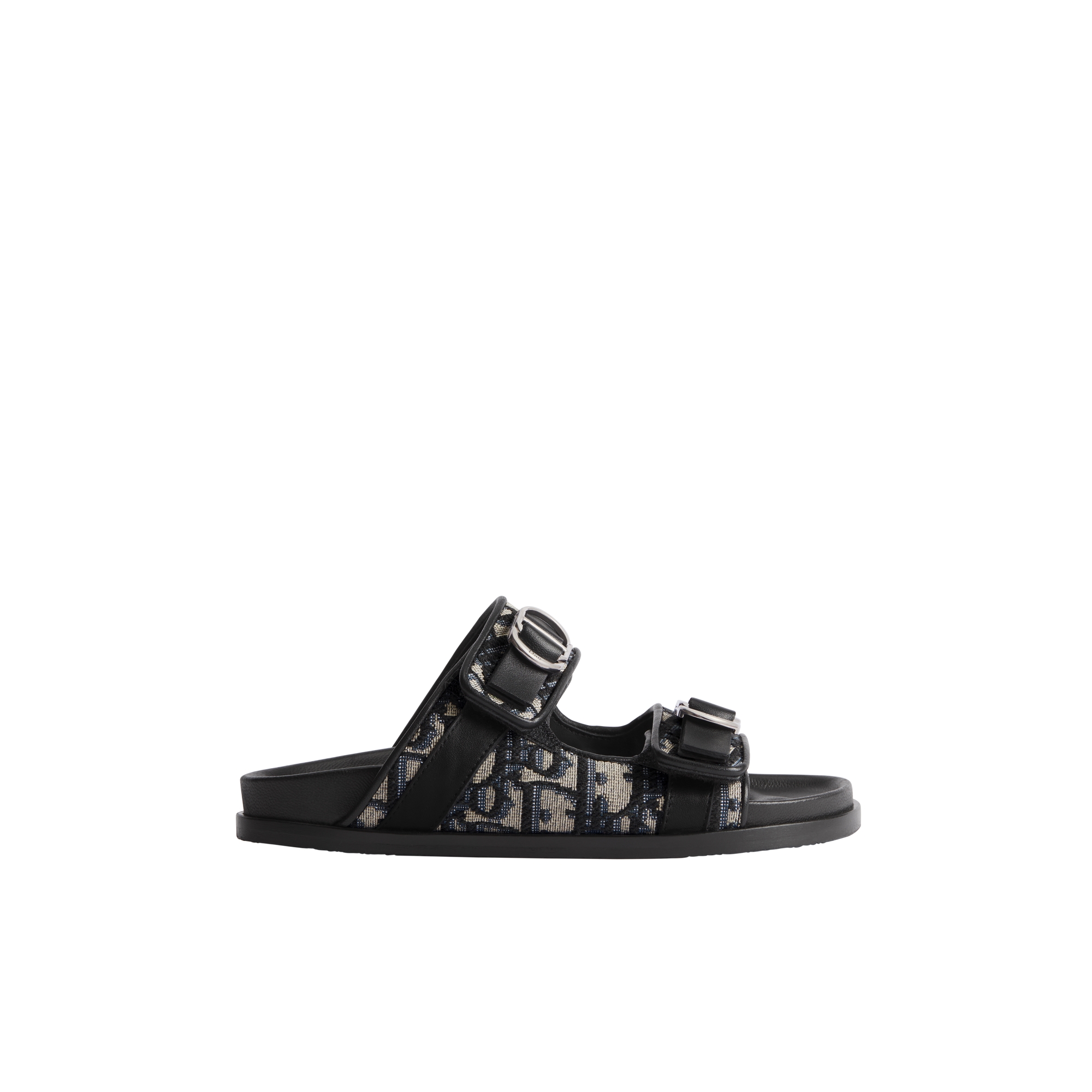 Kids' Dior Aqua Sandal Black Calfskin with Beige and Black Dior