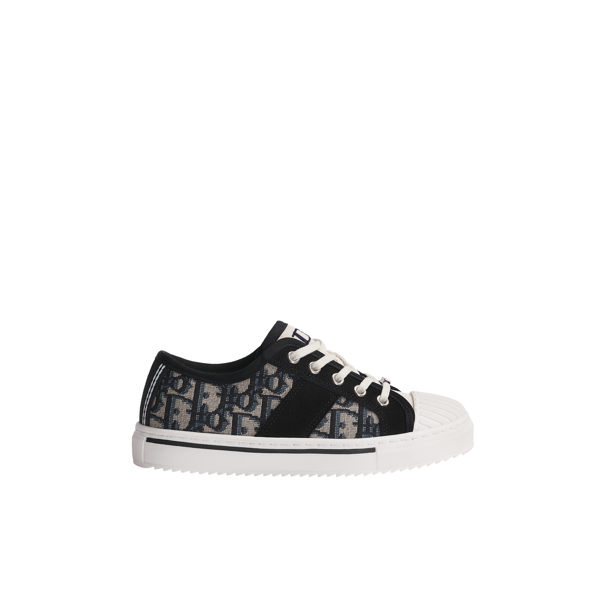 Kids' Dior Hooper Low-Top Sneaker Beige and Black Dior Oblique Jacquard E02