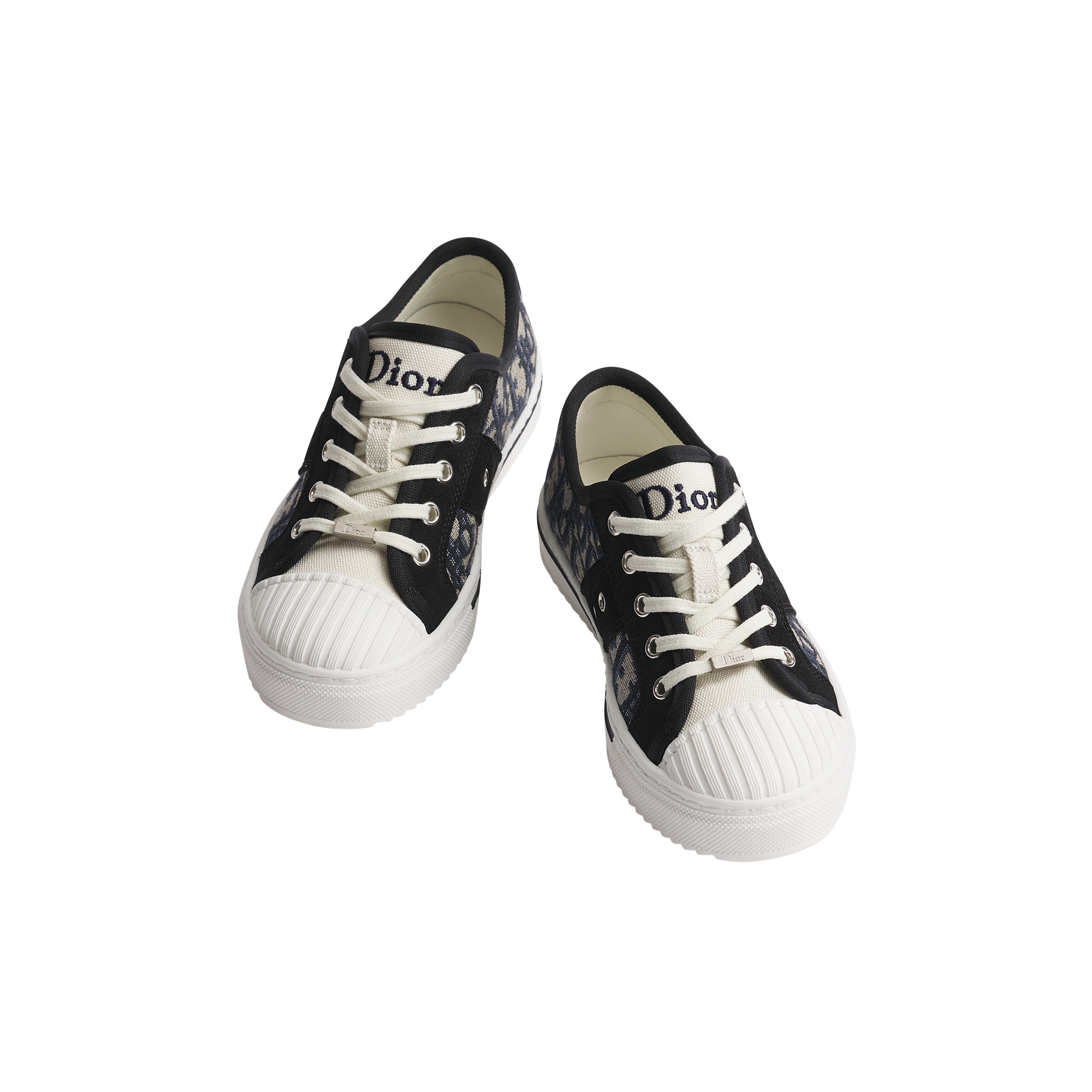 Kids' Dior Hooper Low-Top Sneaker Beige and Black Dior Oblique Jacquard E06