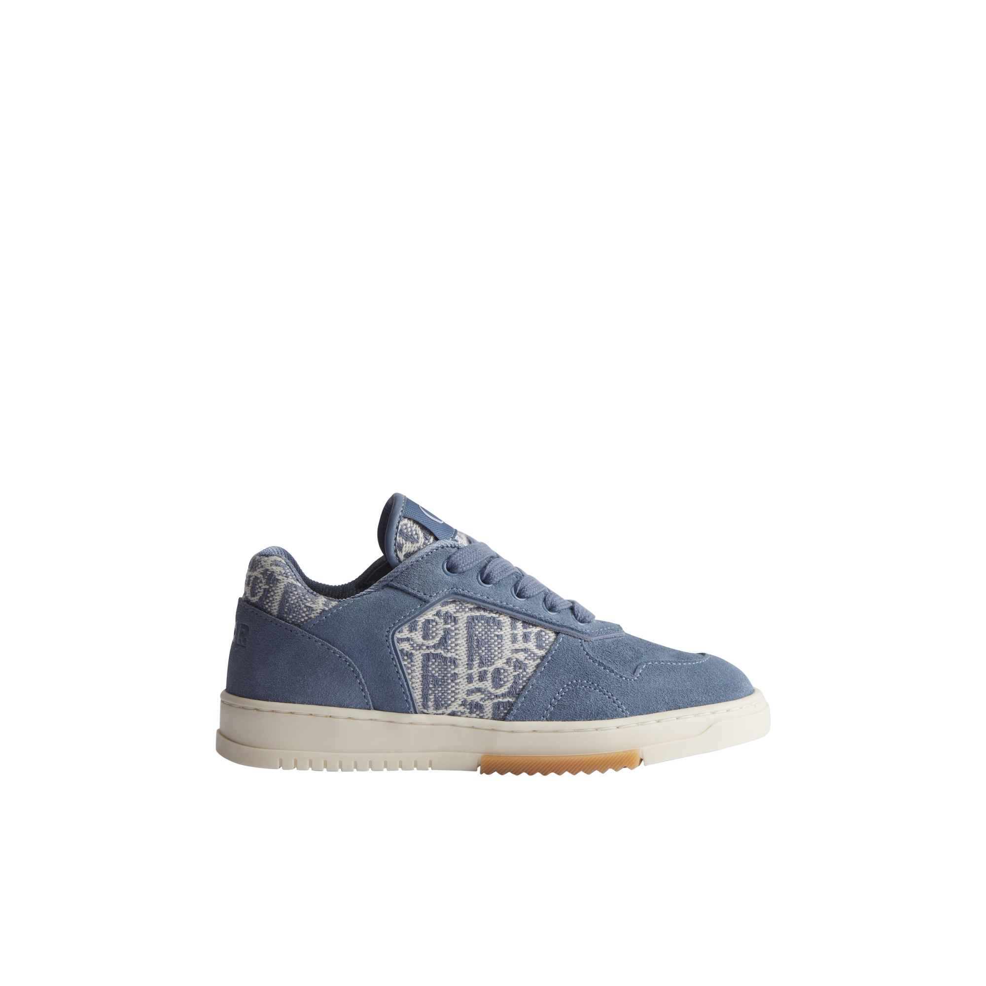 Kids' B27 Uptown Low-Top Sneaker Light Blue Suede Calfskin and Dior Oblique Jacquard E02