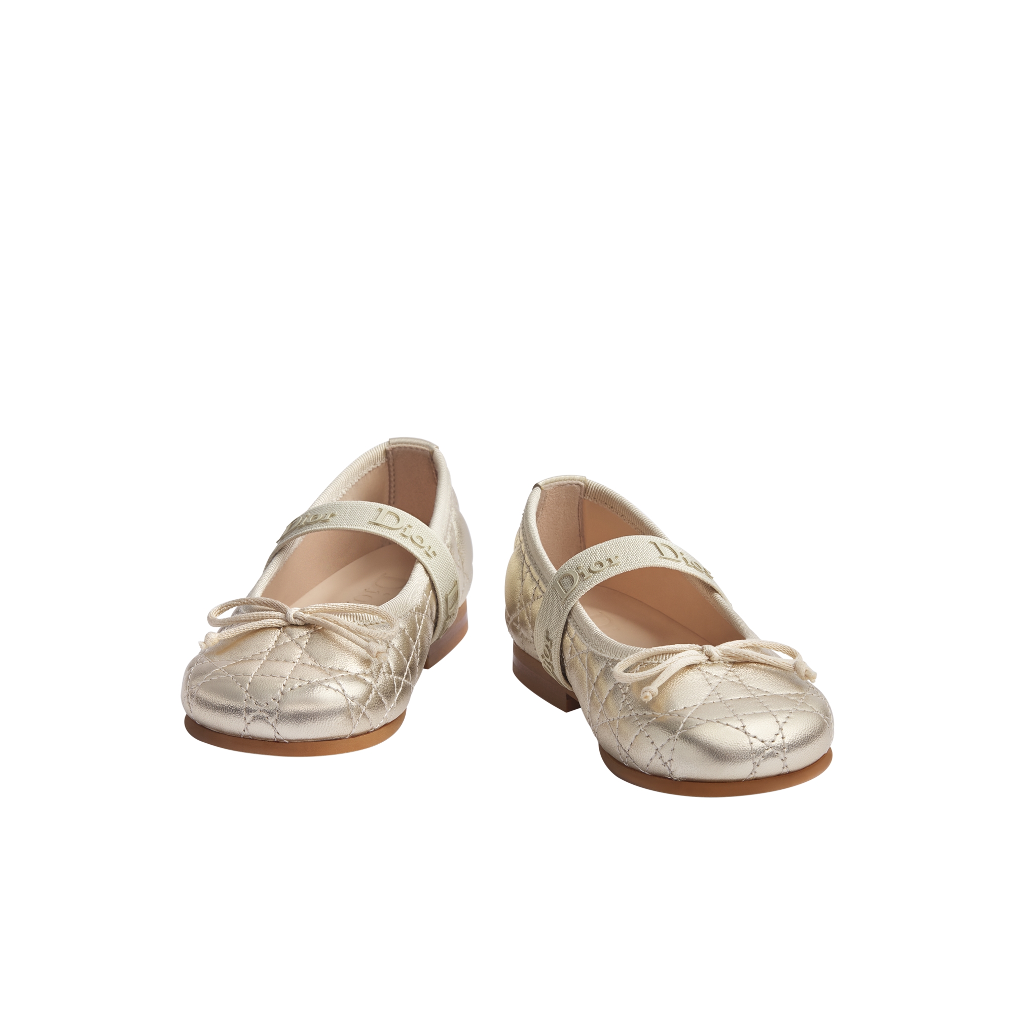 Baby Ballet Flat Gold-Tone Cannage Lambskin E01