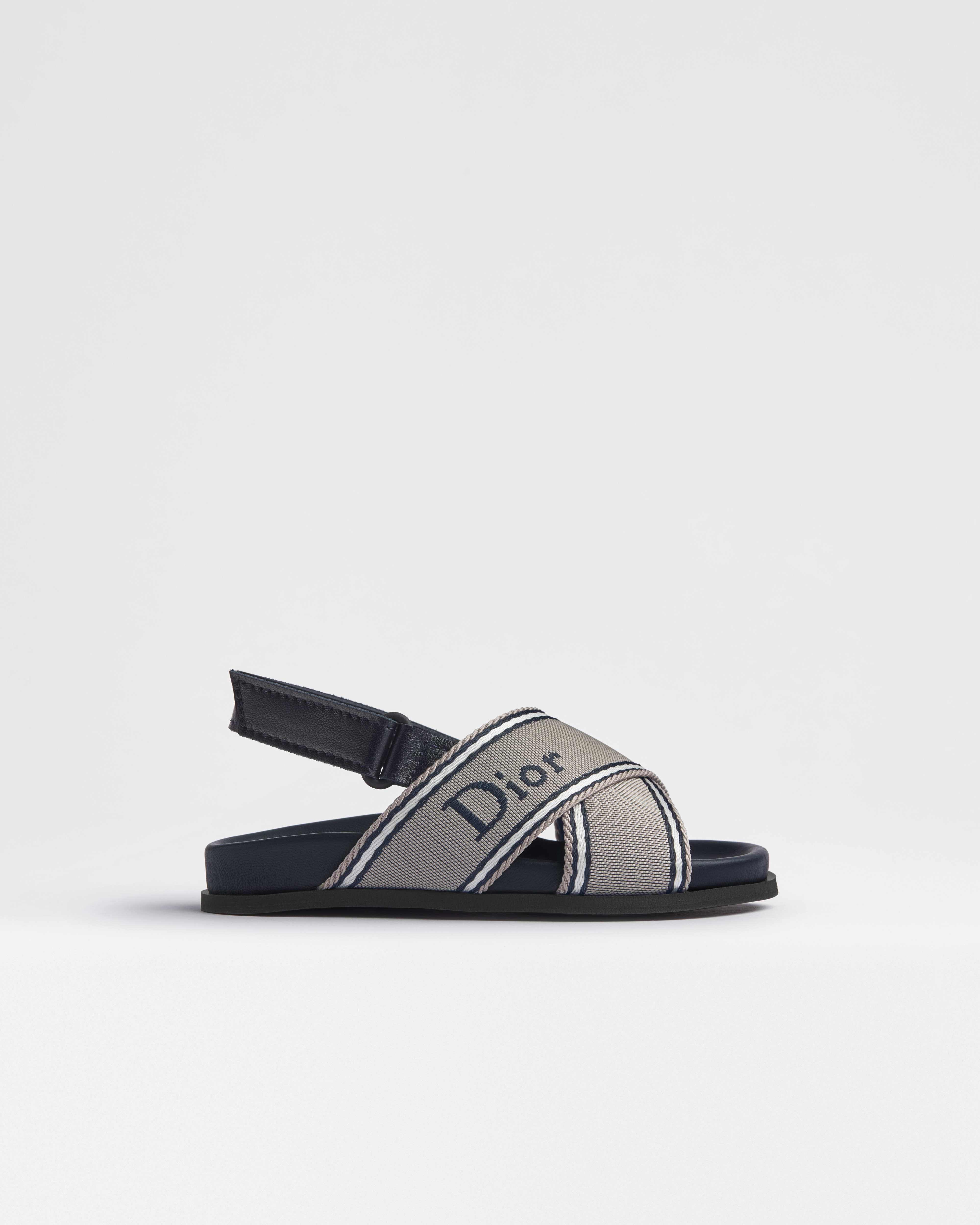 Baby Dior Aqua Sandal Gray and Navy Blue Technical Fabric E02