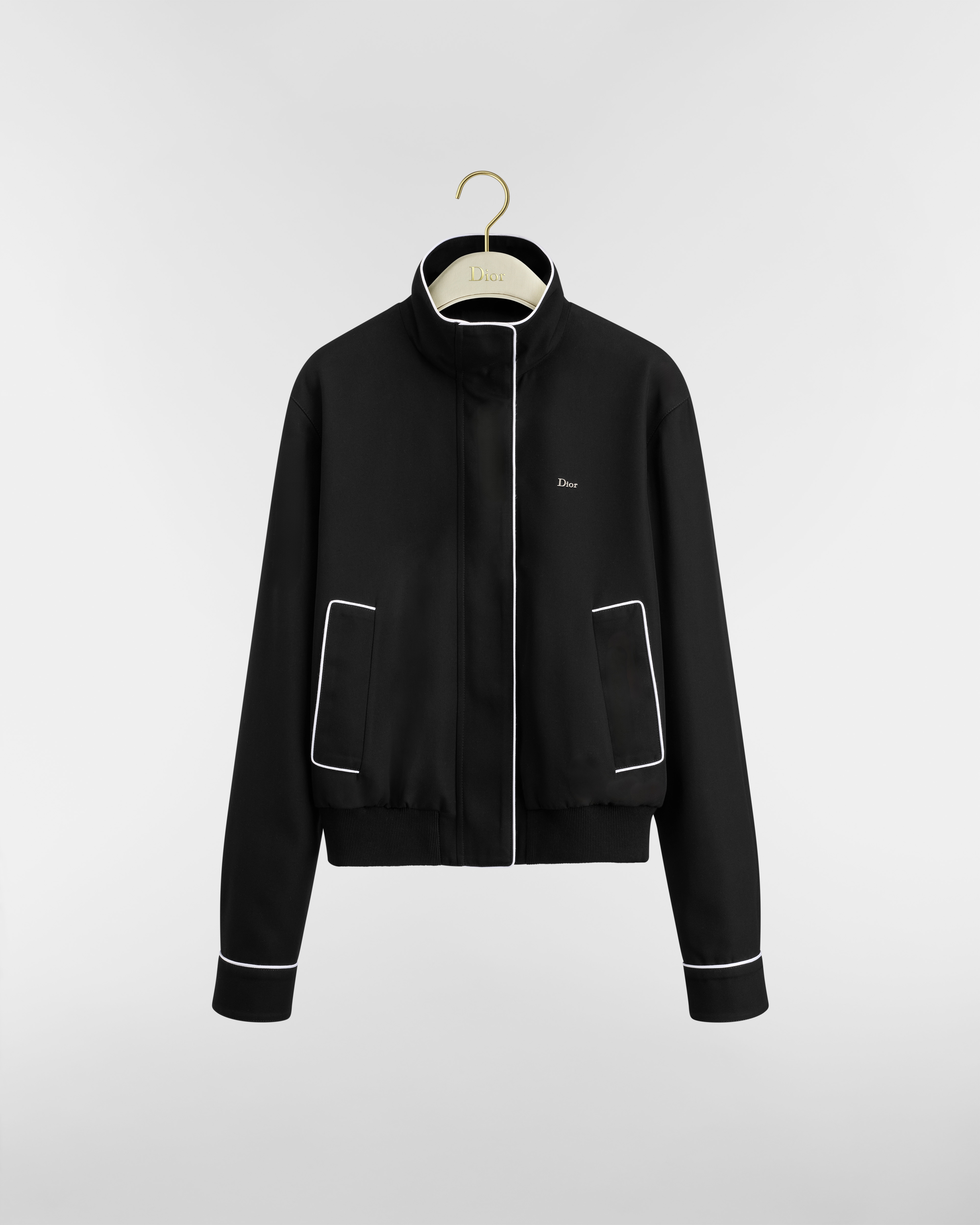 Zipped Jacket Black Silk Gabardine E01
