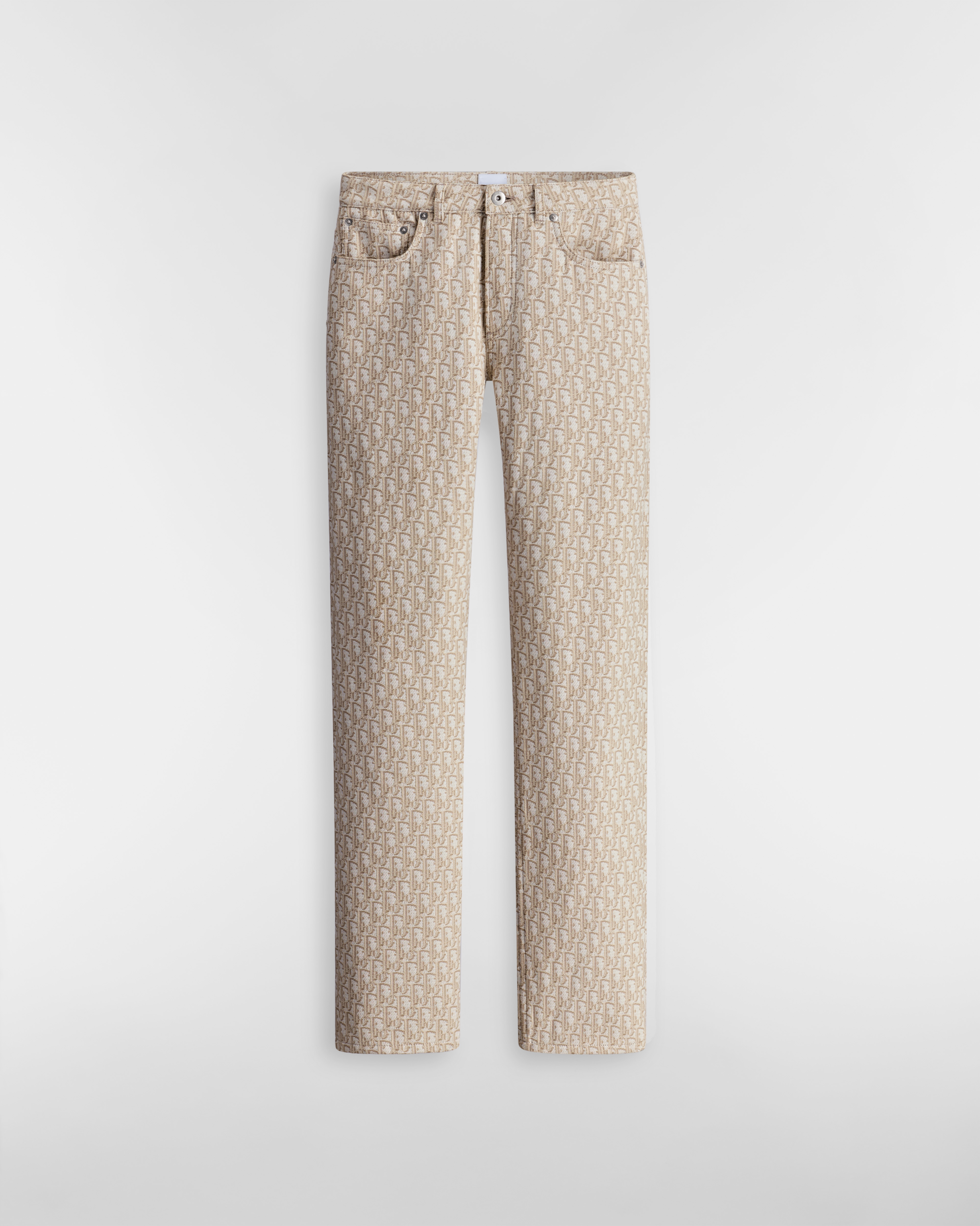 Dior Oblique Regular-Fit Jeans Beige Cotton-Blend Denim E01