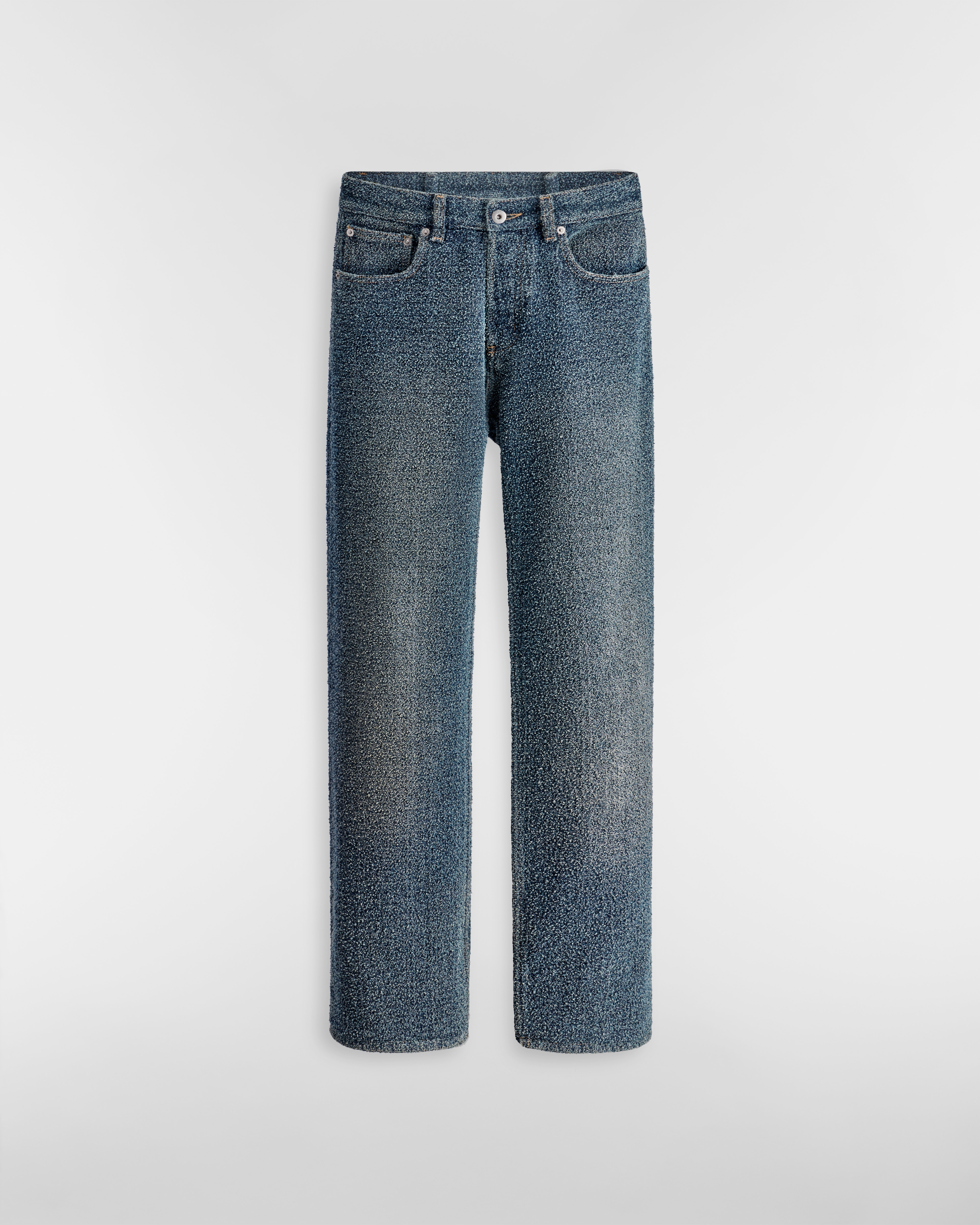 Regular-Fit Jeans Deep Blue Stonewashed-Effect Bouclé Cotton Denim E01