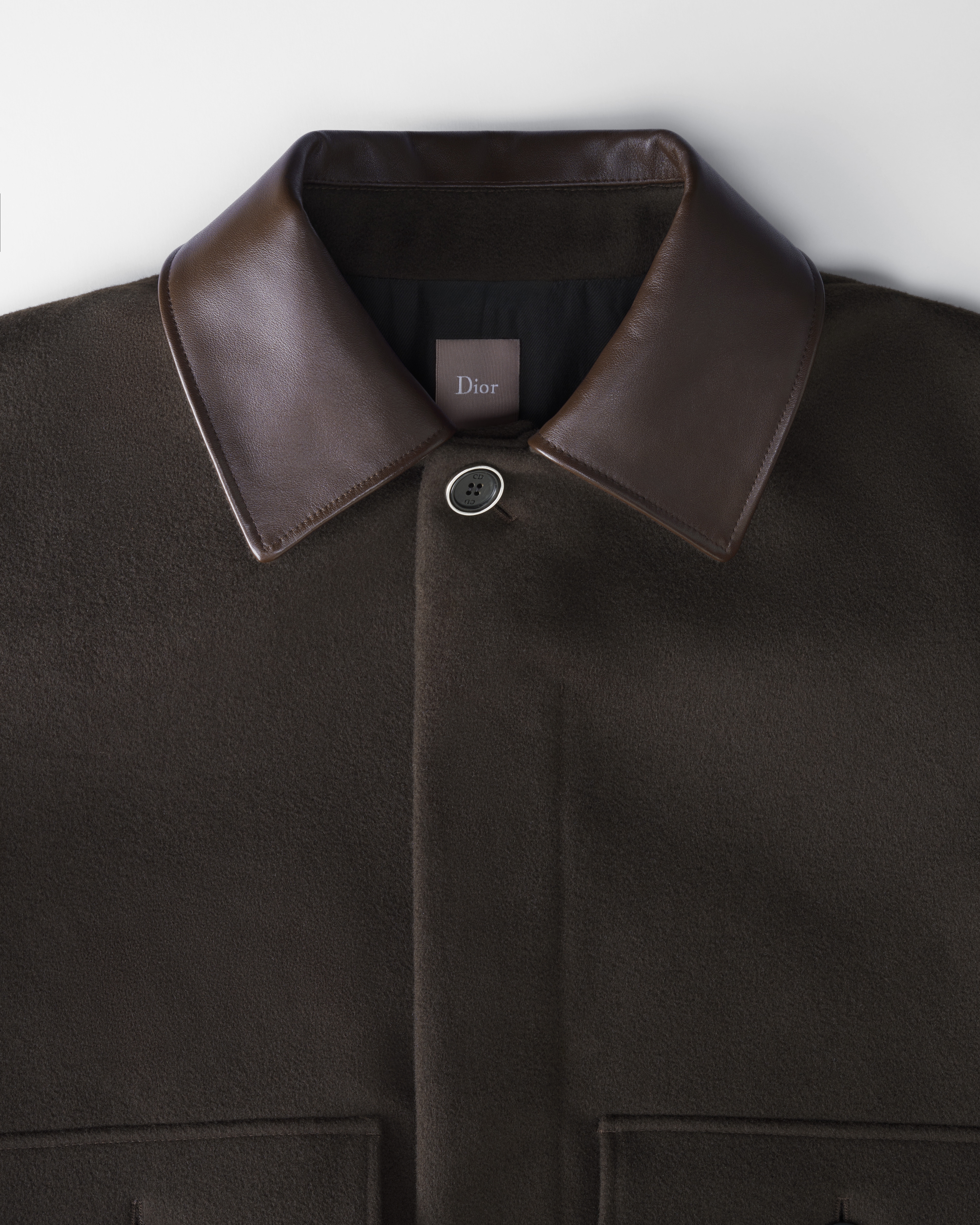 Dior Icons Jacket with Leather Collar Deep Brown Cashmere | DIOR