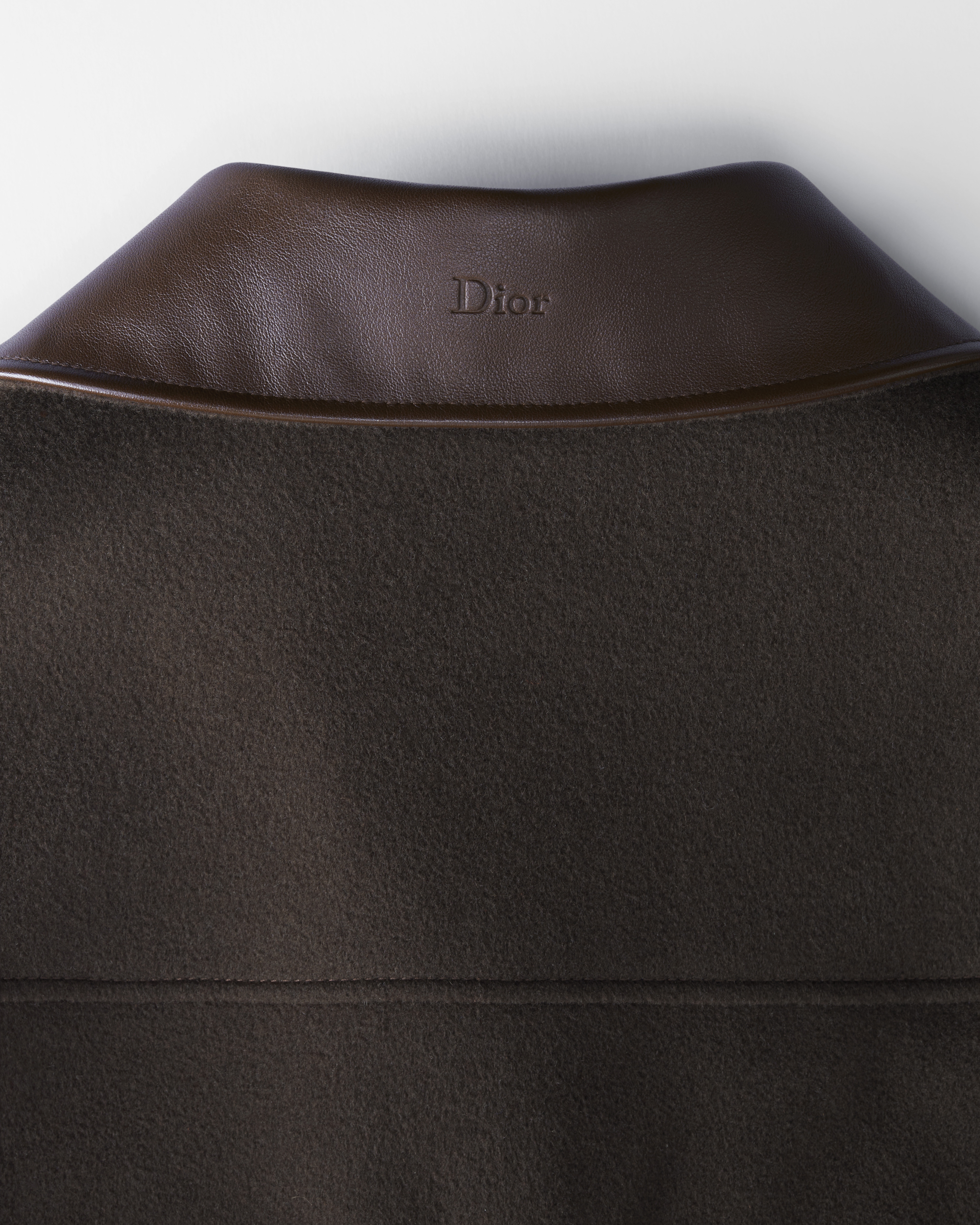 Dior Icons Jacket with Leather Collar Deep Brown Cashmere | DIOR