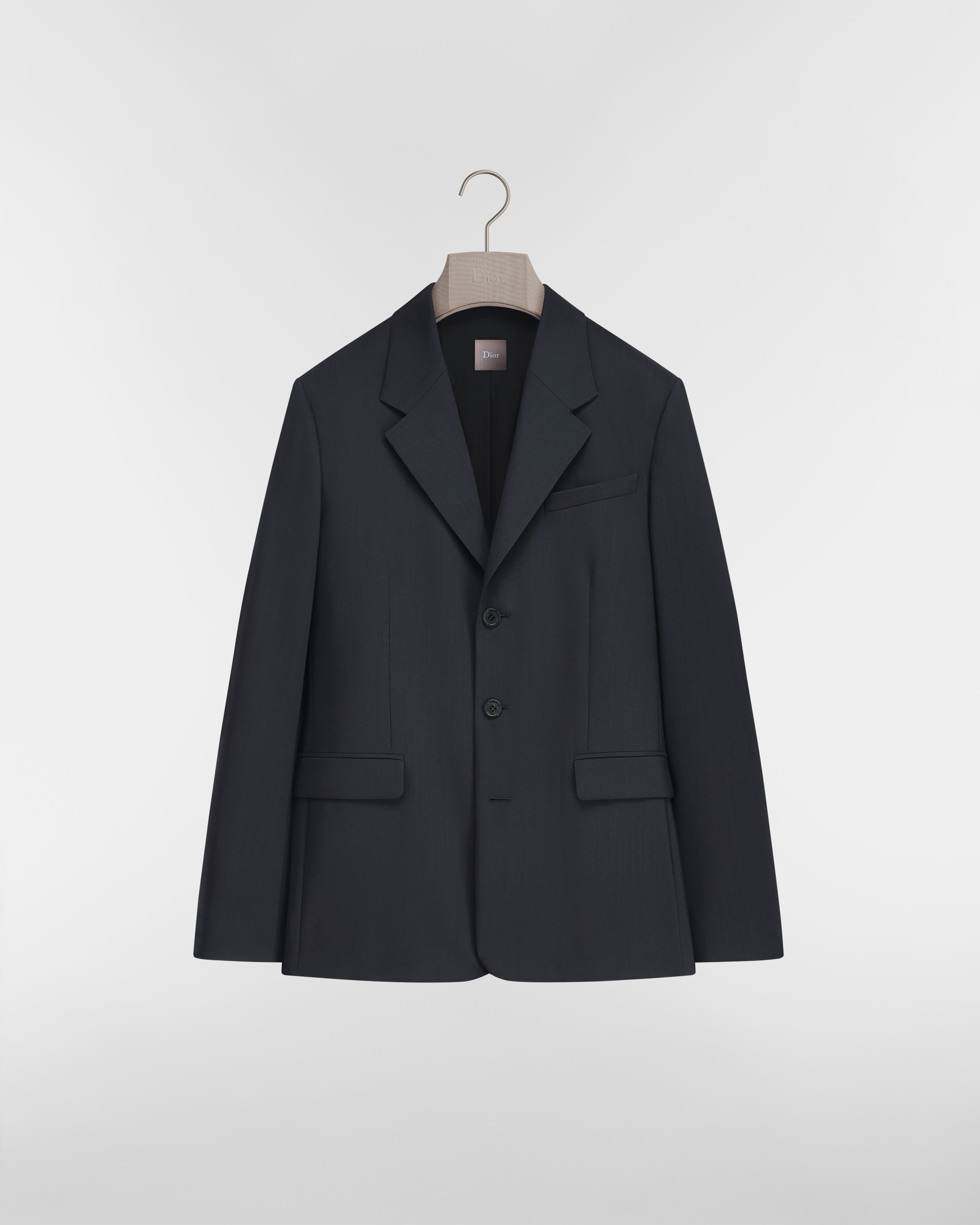 Classic Jacket Navy Blue Virgin Wool and Mohair E01
