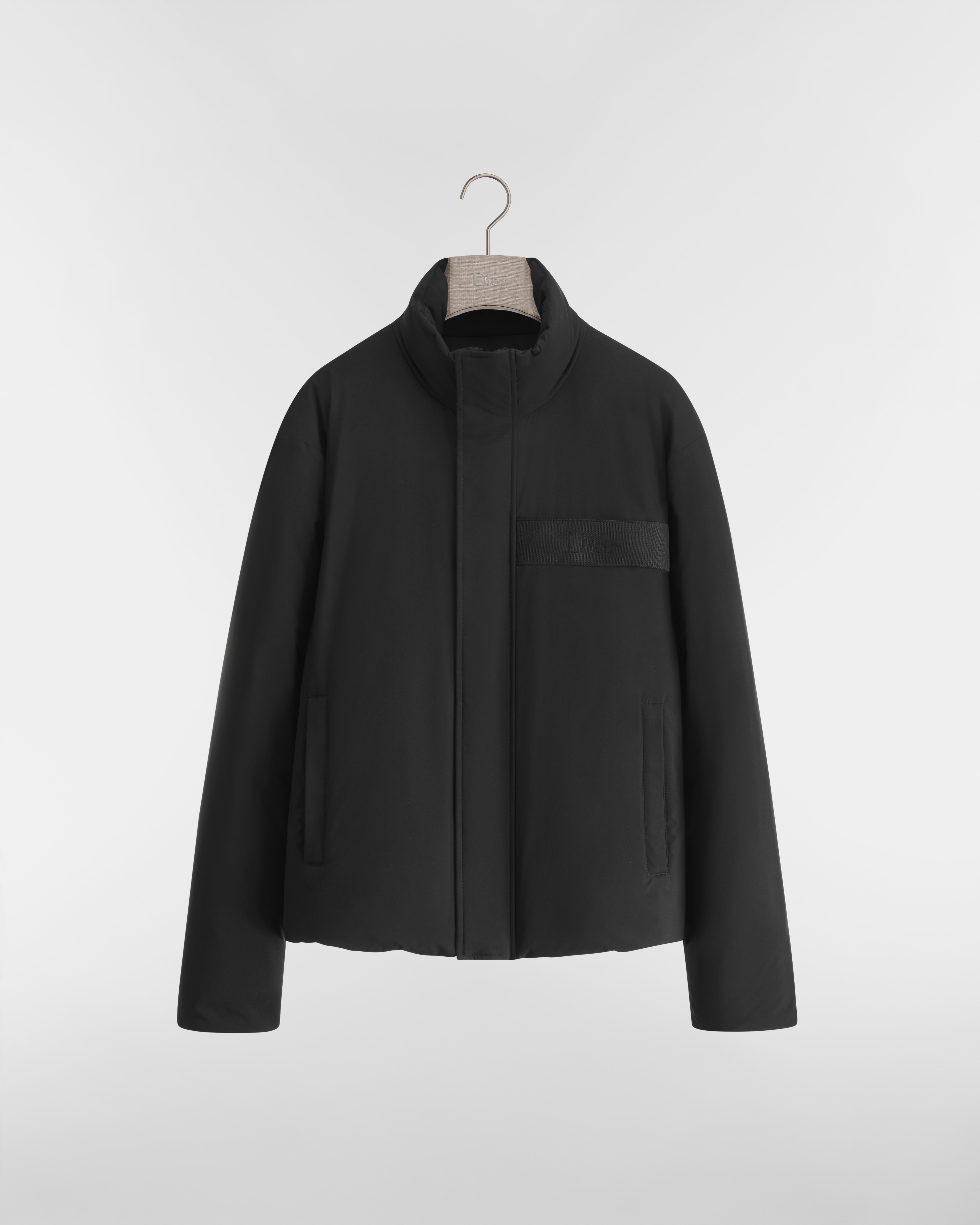 Down Jacket with Dior Jacquard Band Black Technical Fabric E01