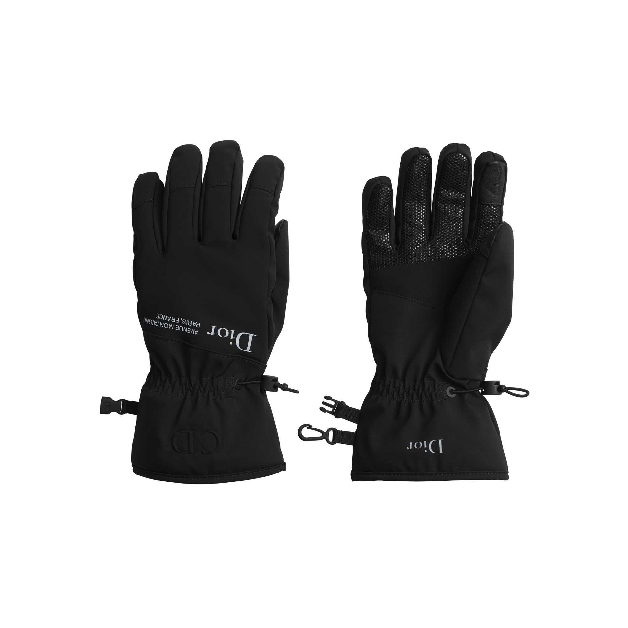 DiorAlps Dior Montaigne Ski Gloves Black Technical Fabric E01
