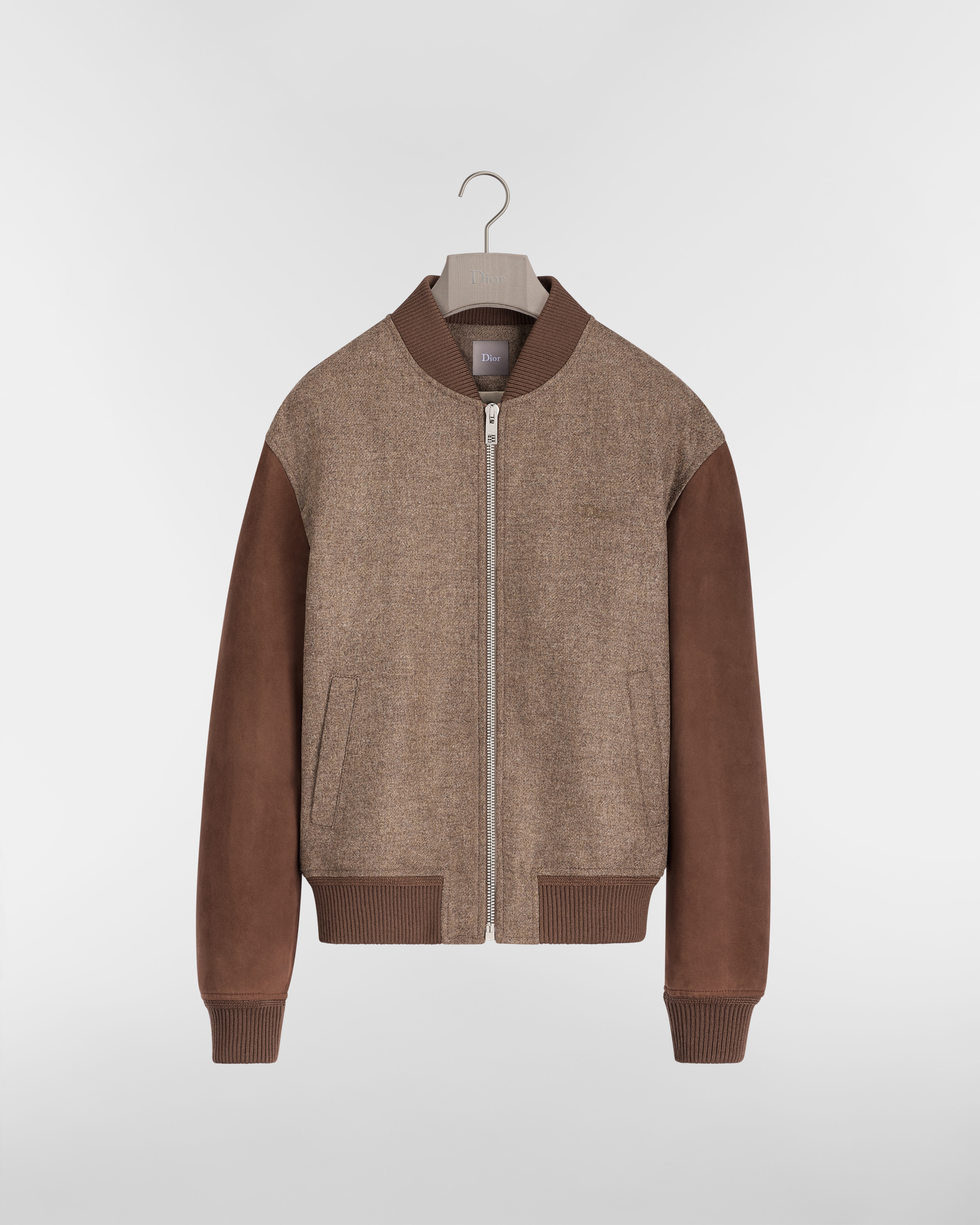 Varsity Jacket Beige Virgin Wool Twill E01