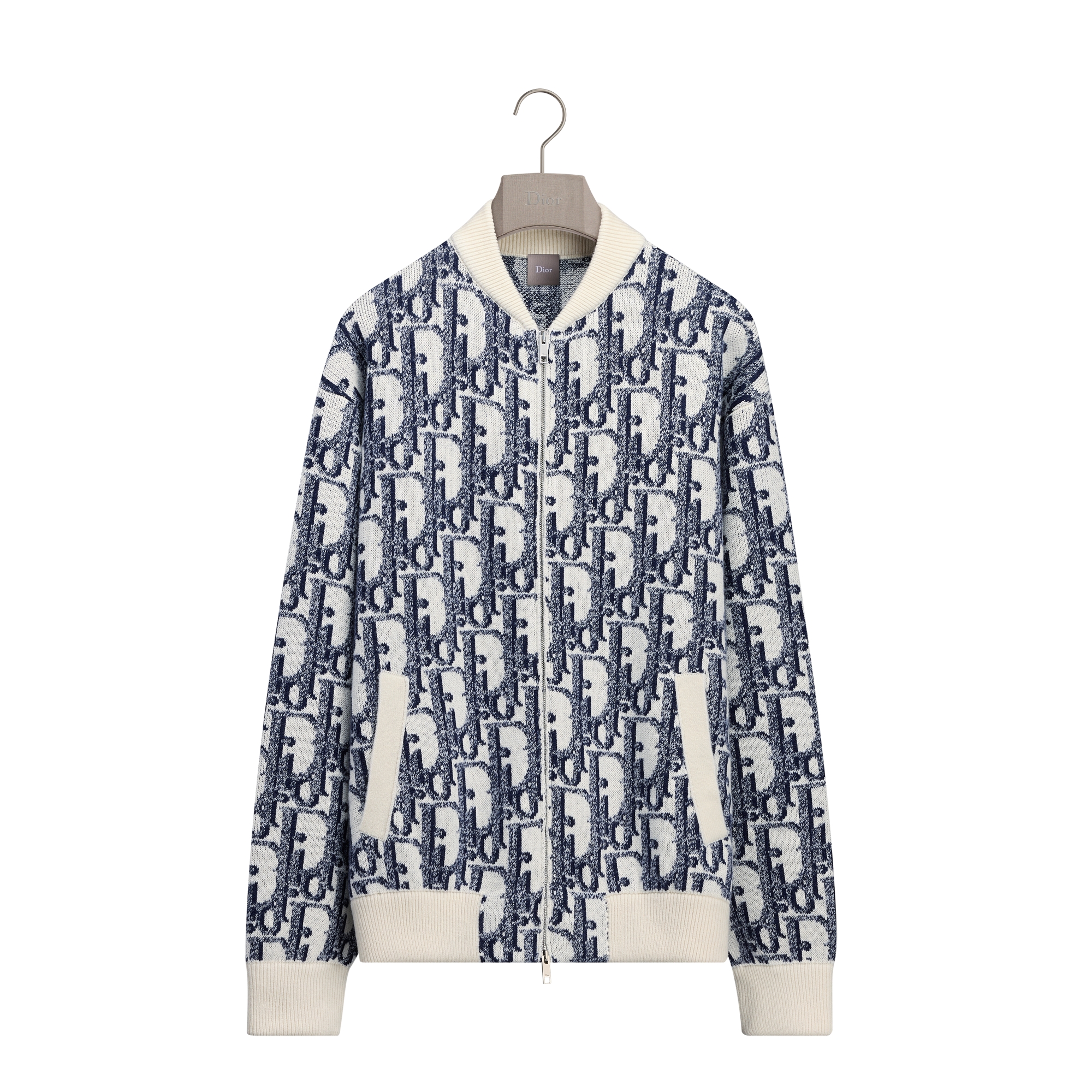 Dior Oblique Bomber Jacket White Wool Jacquard E01