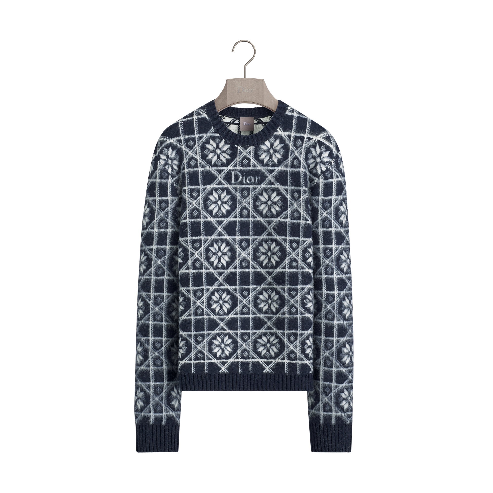 DiorAlps Sweater, Regular Fit Blue Dior Snowflake Brushed Wool