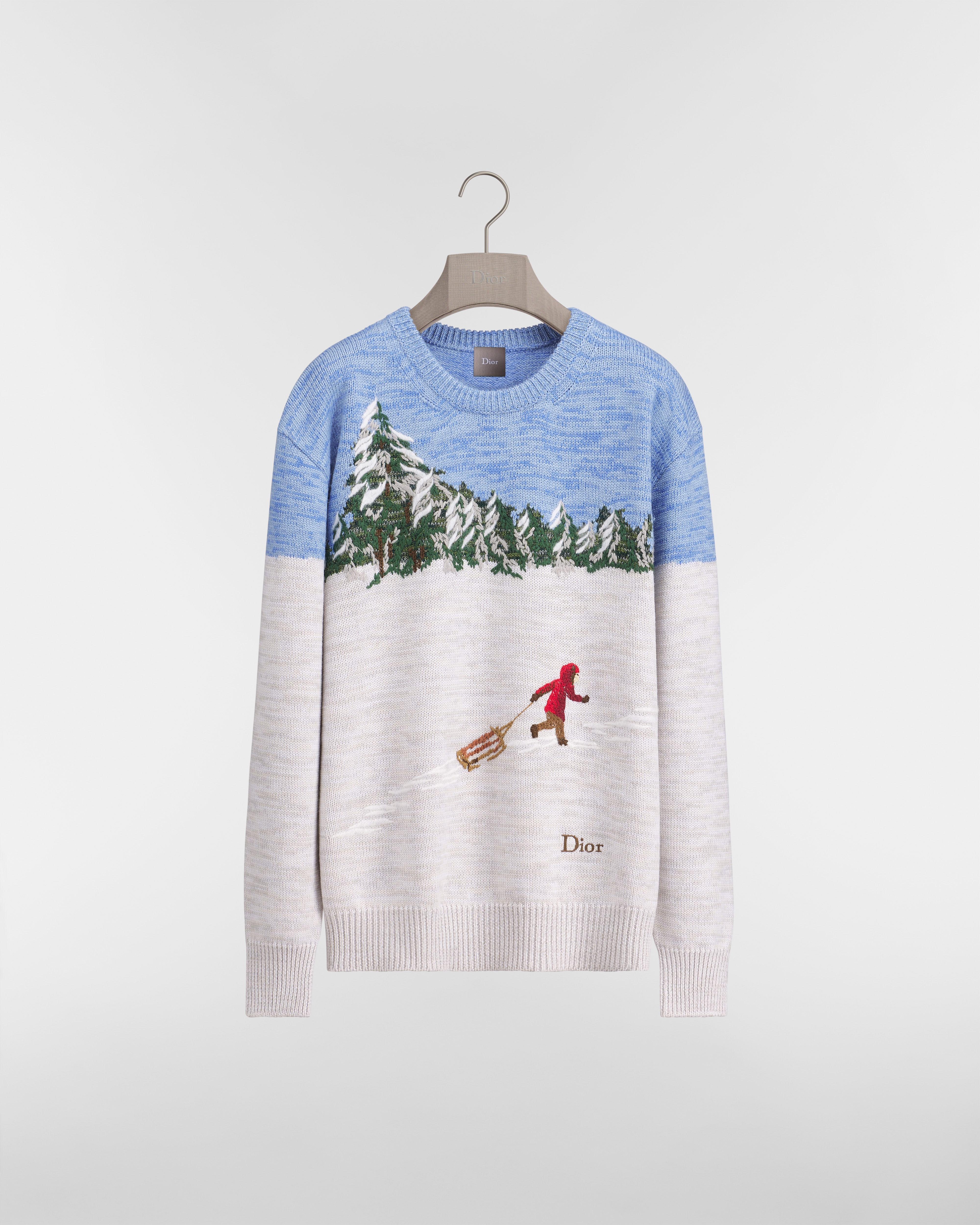 DiorAlps Dior d'Hiver Sweater, Comfortable Fit Blue Virgin Wool Knit E01