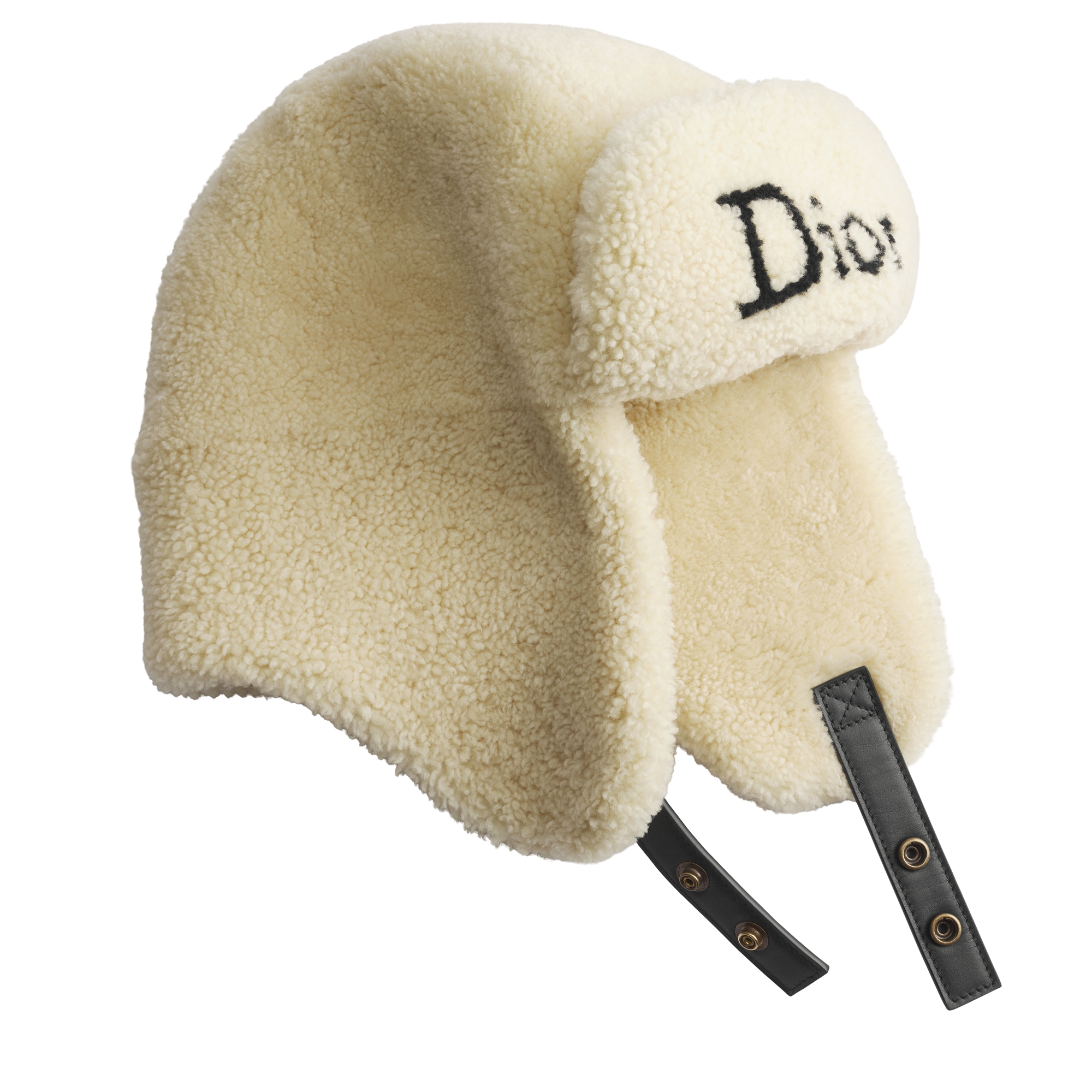 DiorAlps D-Frost Shapka White Intarsia Sheepskin Shearling E06