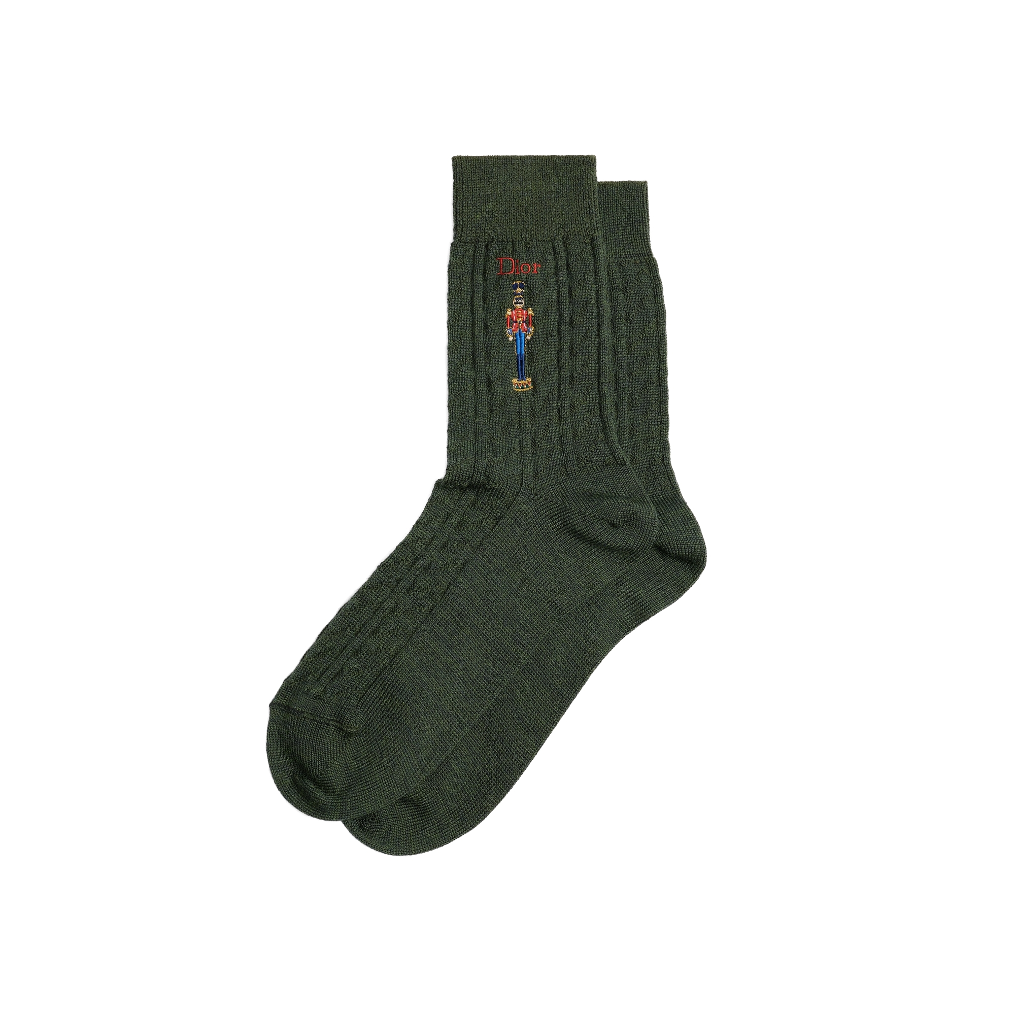  Maille torsadée de laine vert foncé à motif casse-noisette