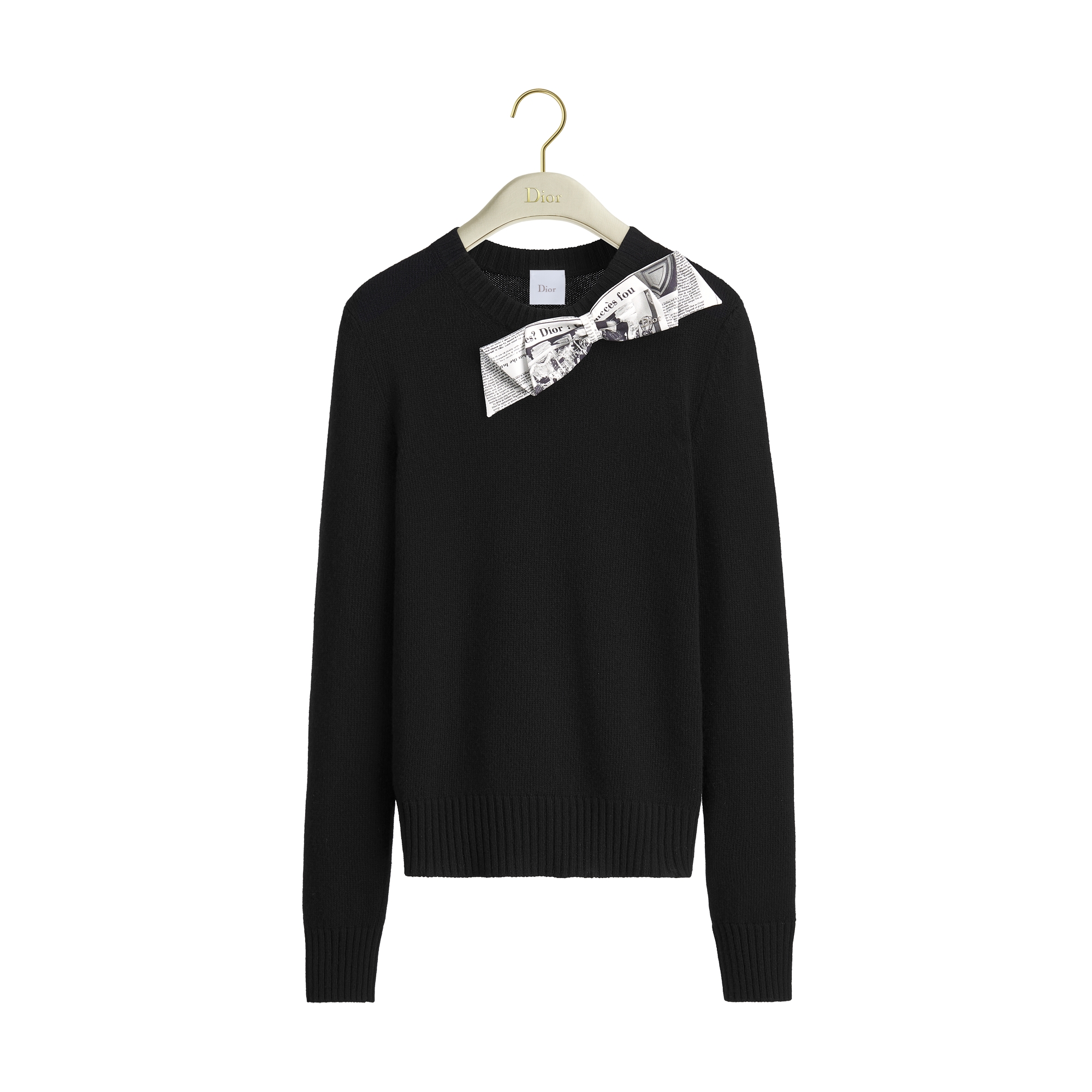 Bow Sweater Black Virgin Wool-Cashmere Knit E01