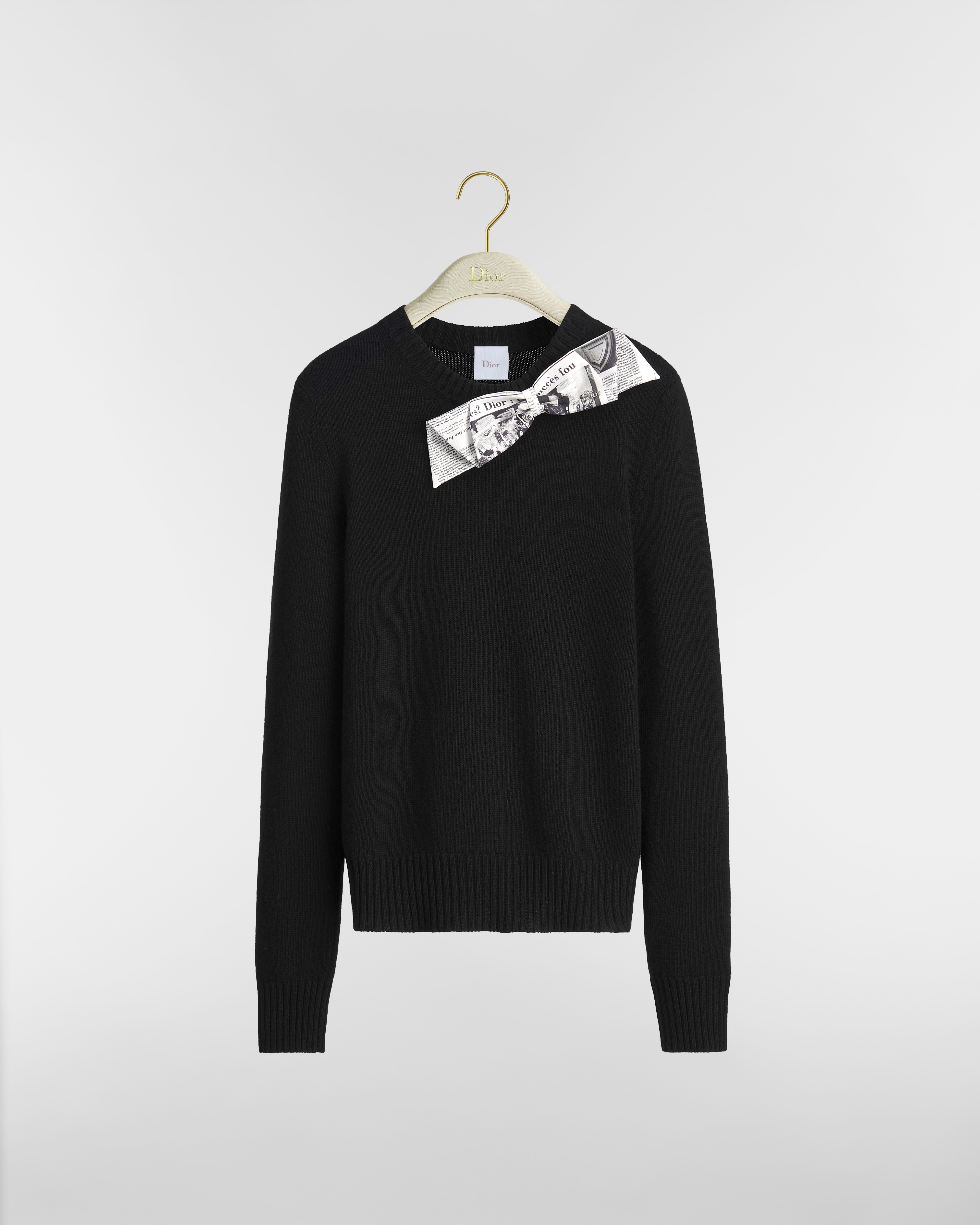 Bow Sweater Black Virgin Wool-Cashmere Knit E01