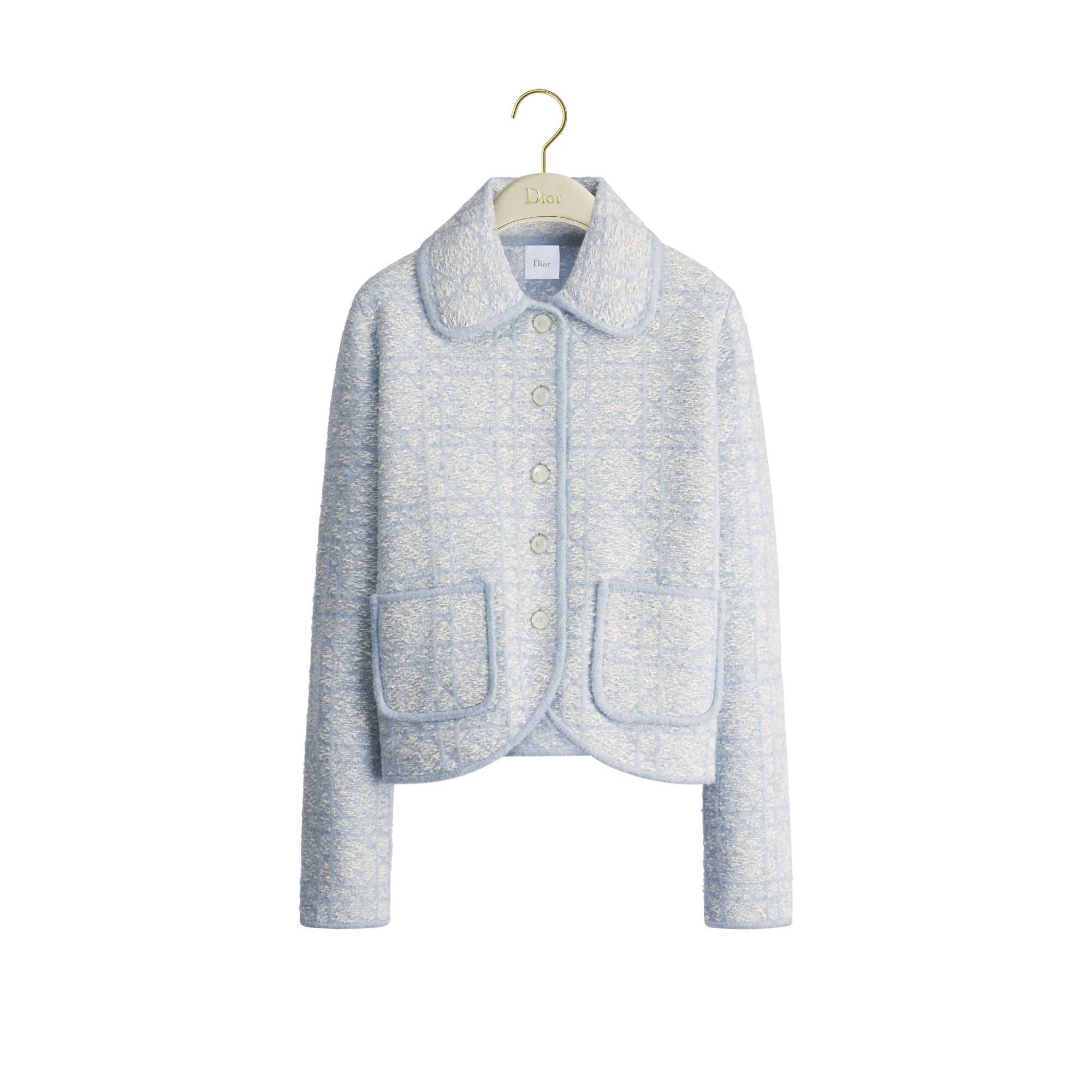  Light Blue Virgin Wool-Cotton-Blend Tweed Knit