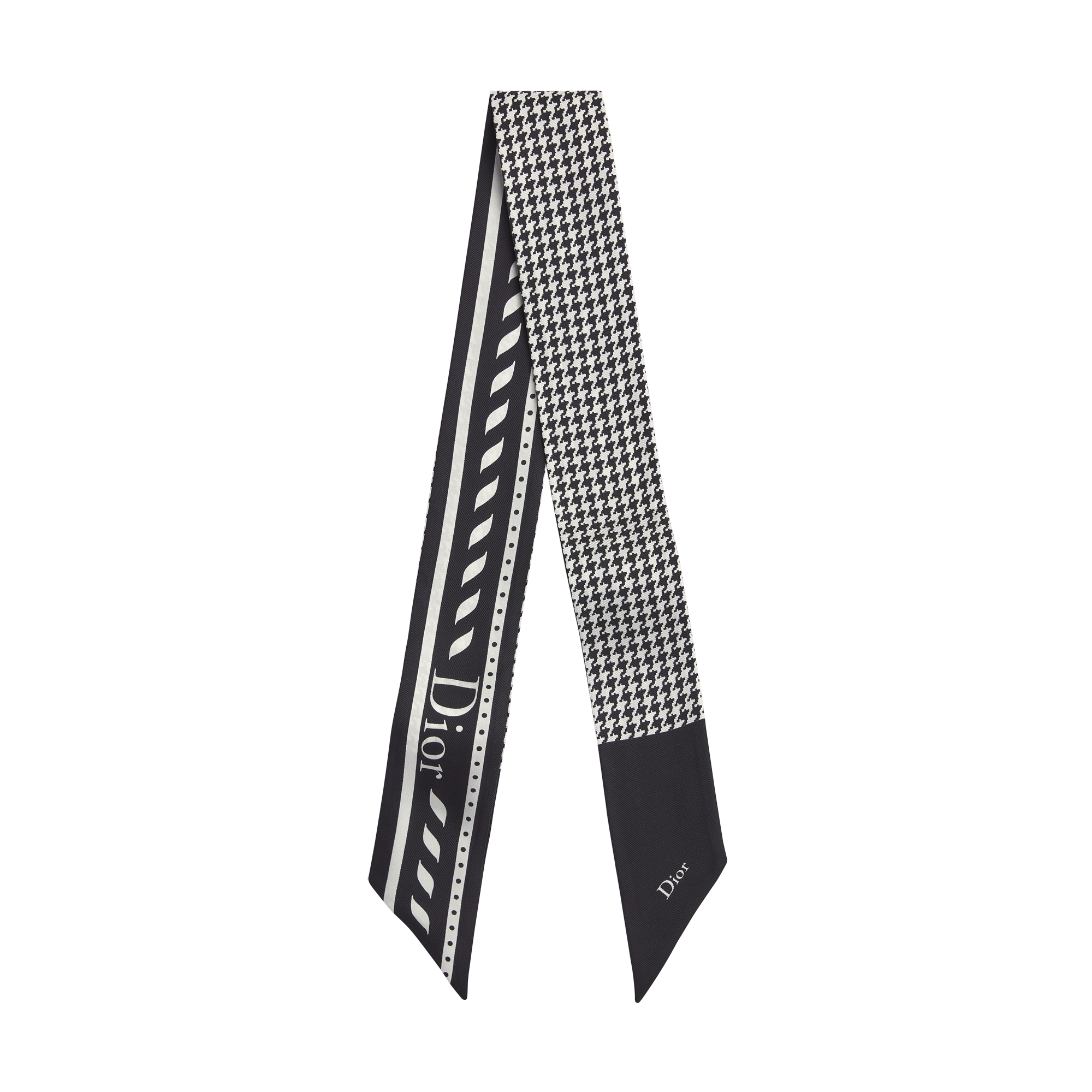 30 Montaigne Mitzah Scarf Black and White Silk Twill E01