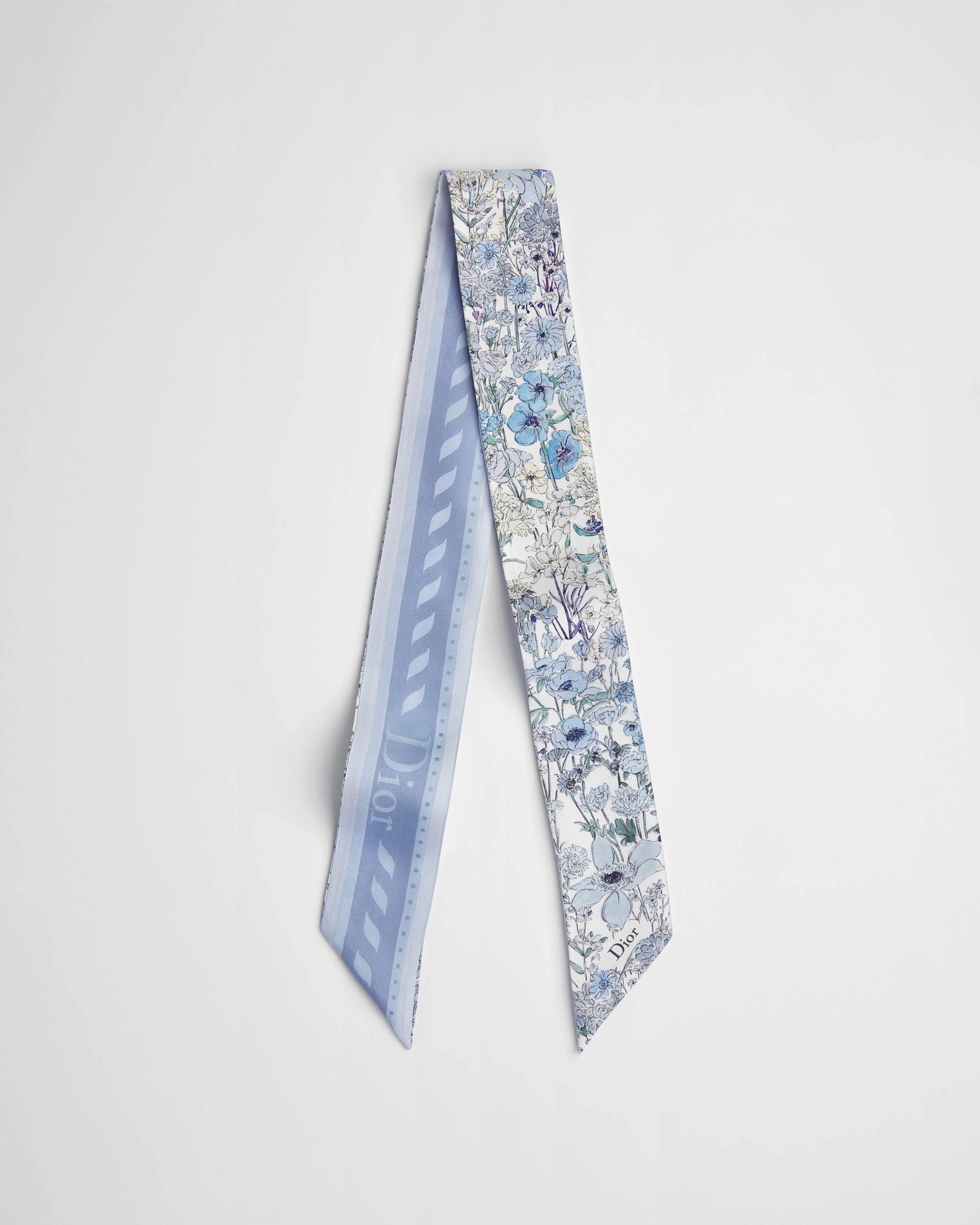 Dior Enchanted Bloom Mitzah Scarf Blue Silk Twill E01
