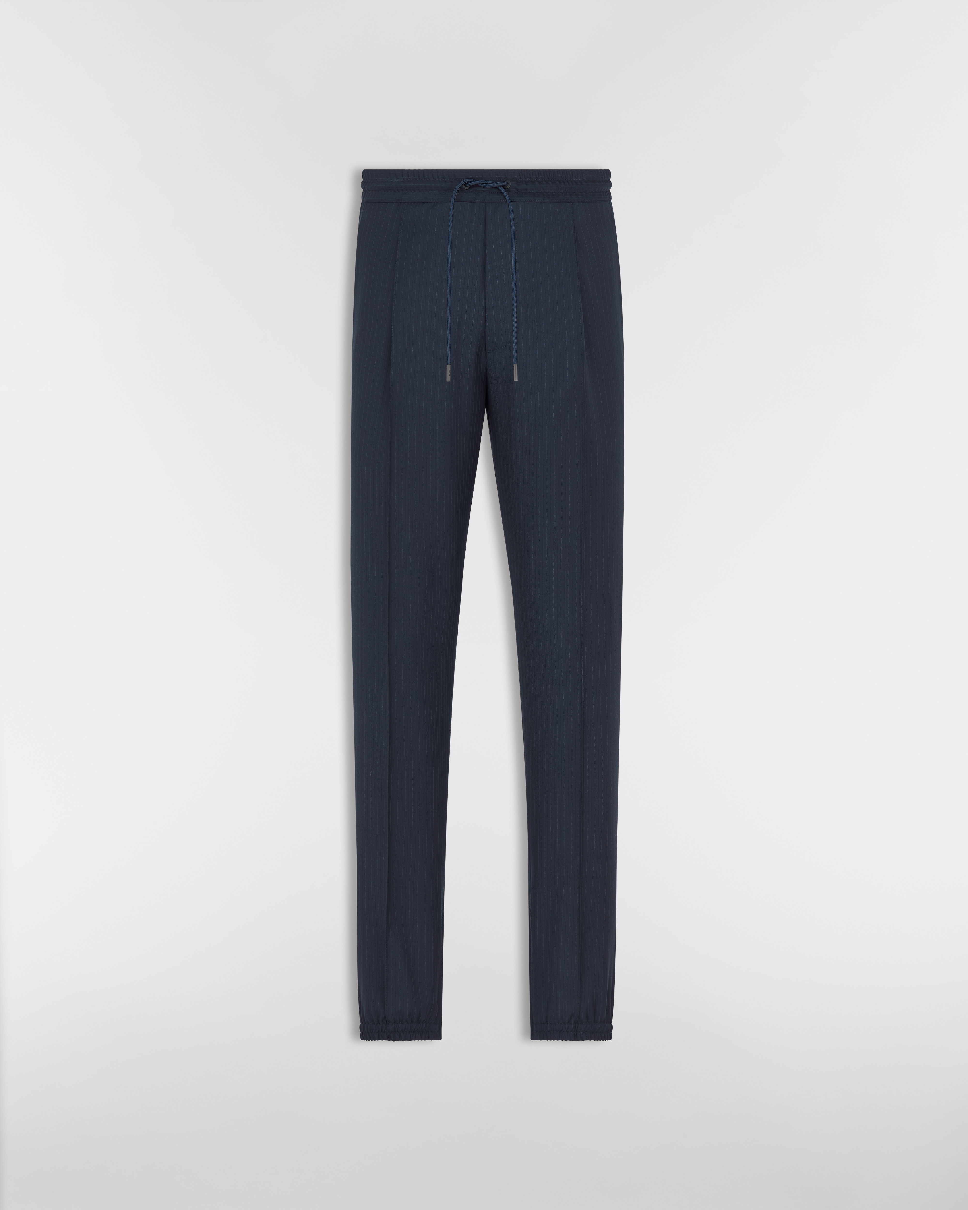 Tailored Track Pants Striped Blue Wool E01