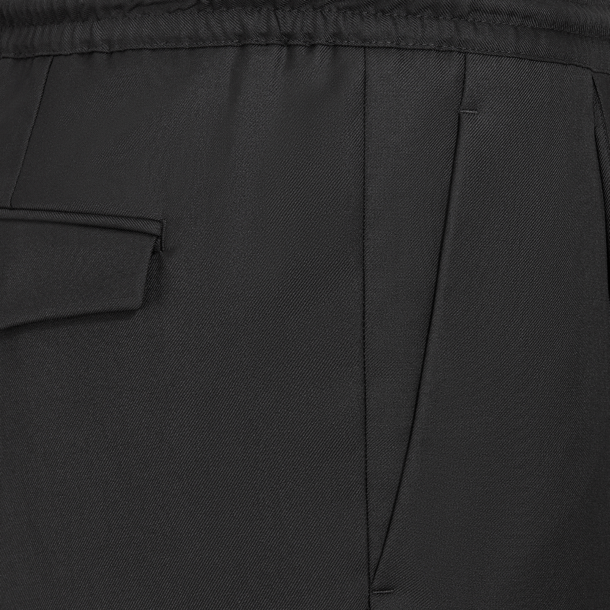 Tailored Track Pants Black Virgin Wool Twill E09