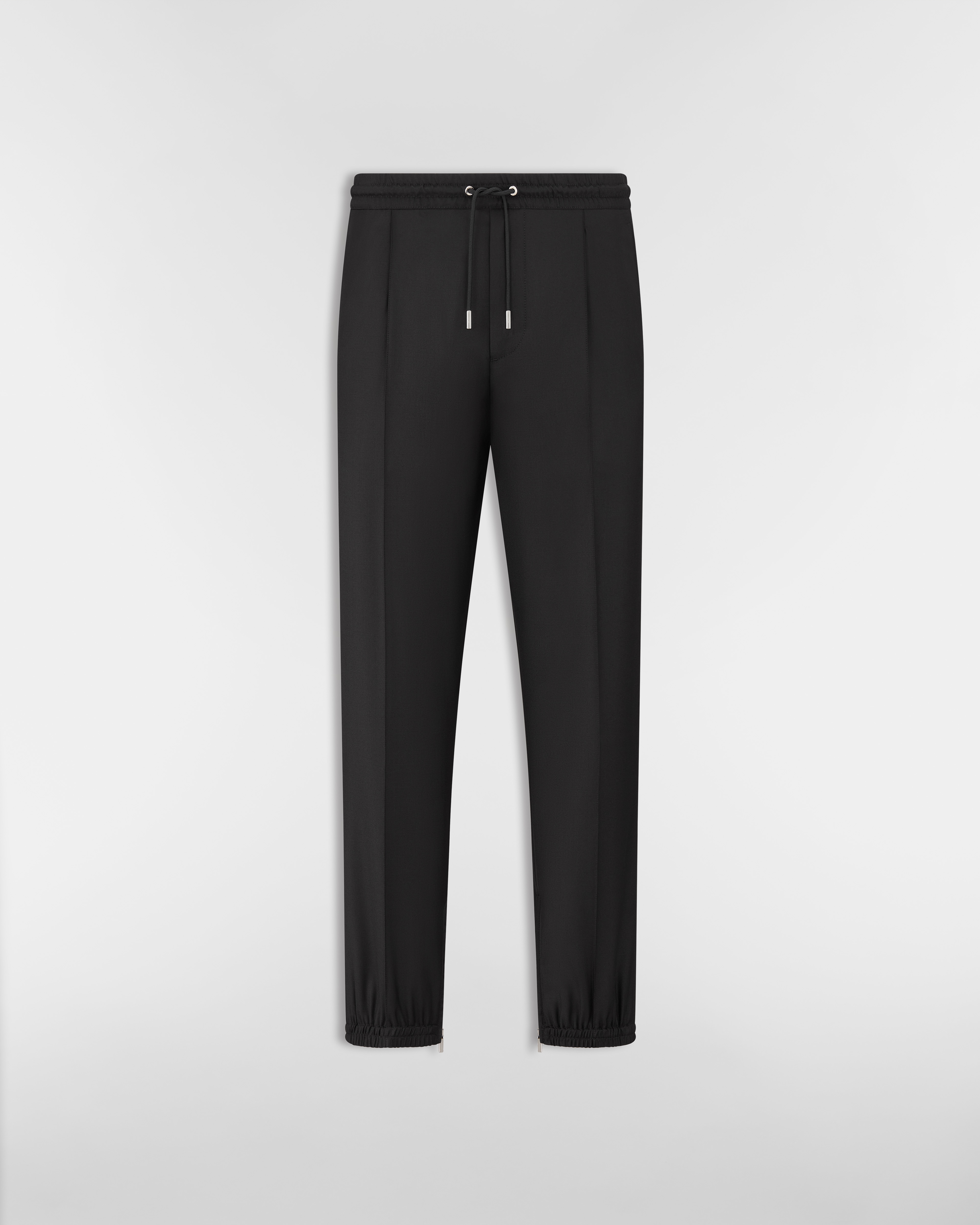 กางเกงขายาวแบบจ๊อกกิ้งเทเลอร์เข้ารูป ผ้าวูลเวอร์จินทวิลล์สีดํา E01