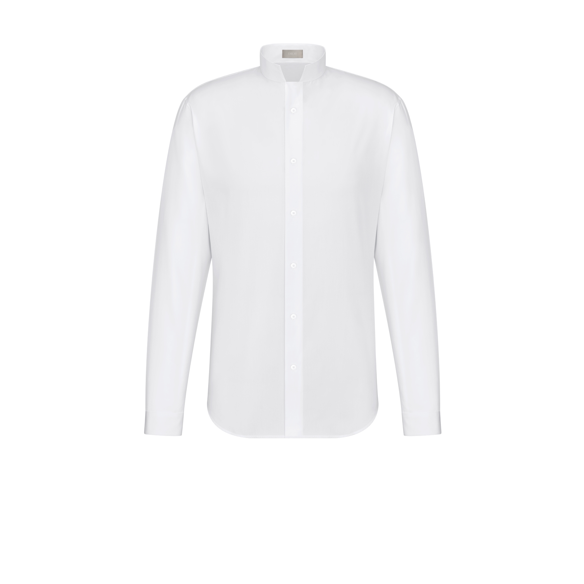 Camicia con colletto alla coreana Popeline di cotone bianca E01