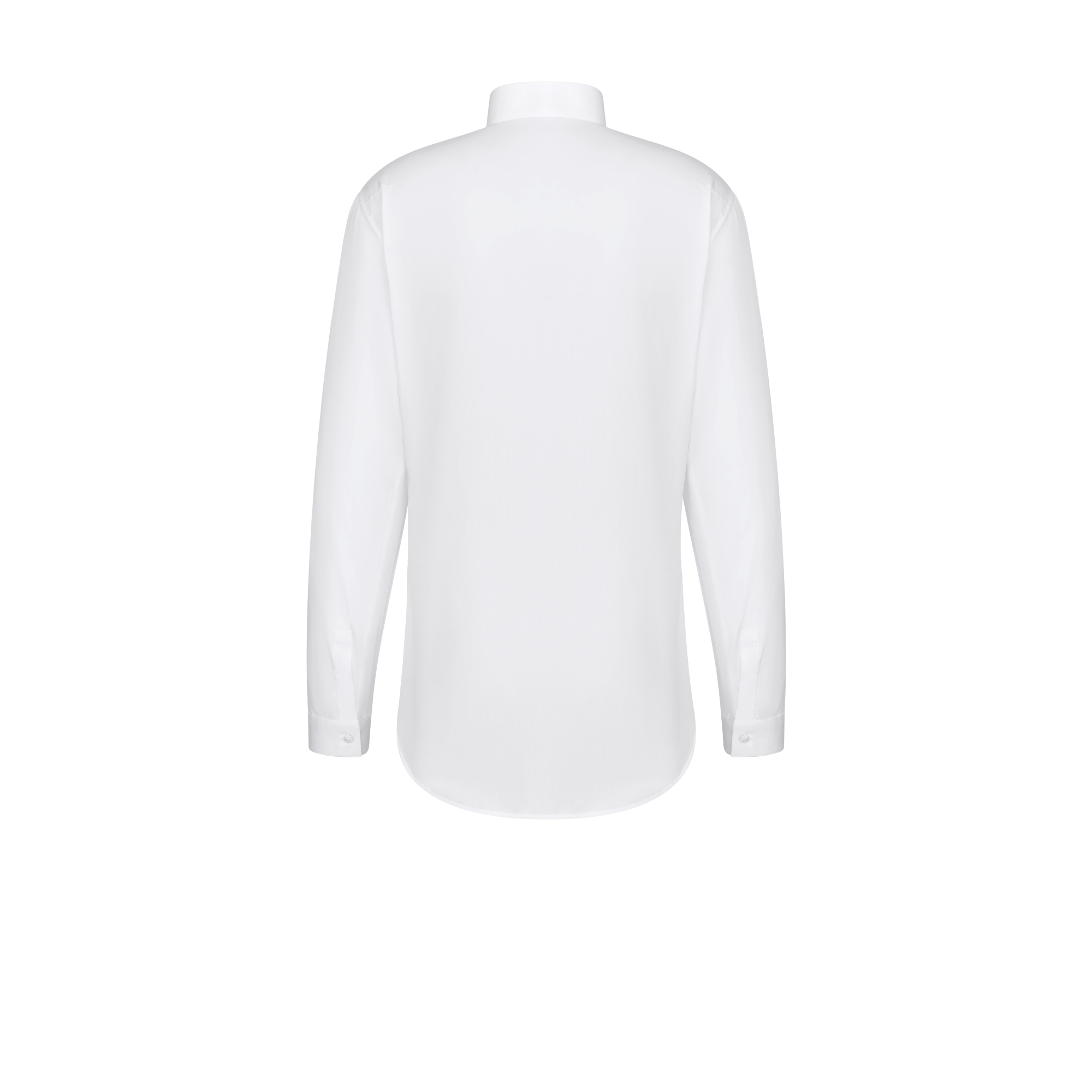 Camicia con colletto alla coreana Popeline di cotone bianca E08