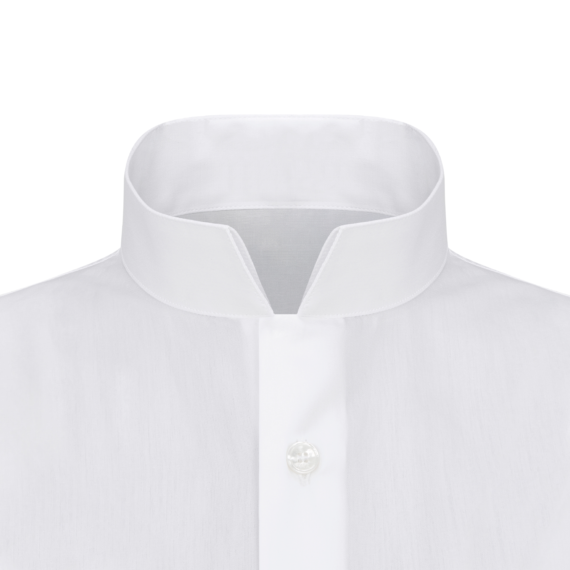 Camicia con colletto alla coreana Popeline di cotone bianca E09