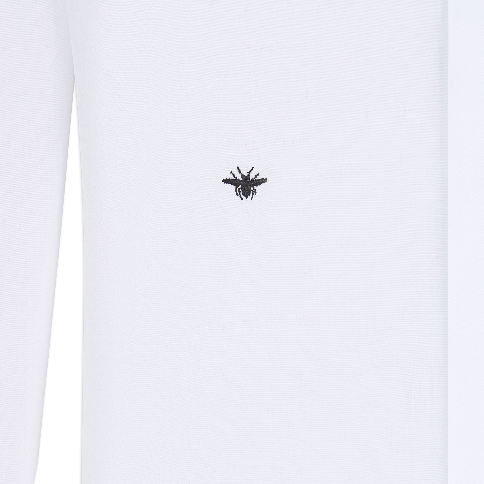 Shirt with Black Bee Embroidery White Cotton Poplin E09