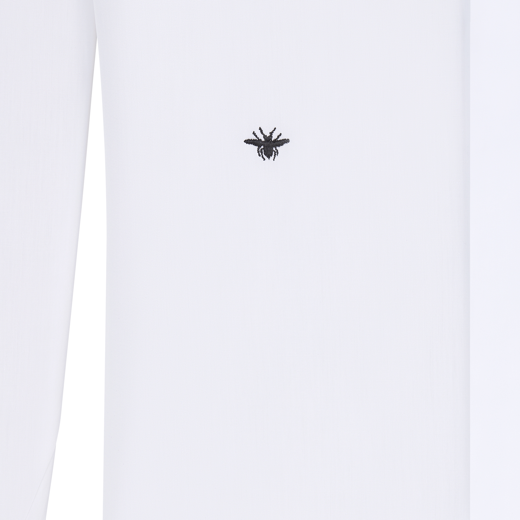 Shirt with Black Bee Embroidery White Cotton Poplin E09
