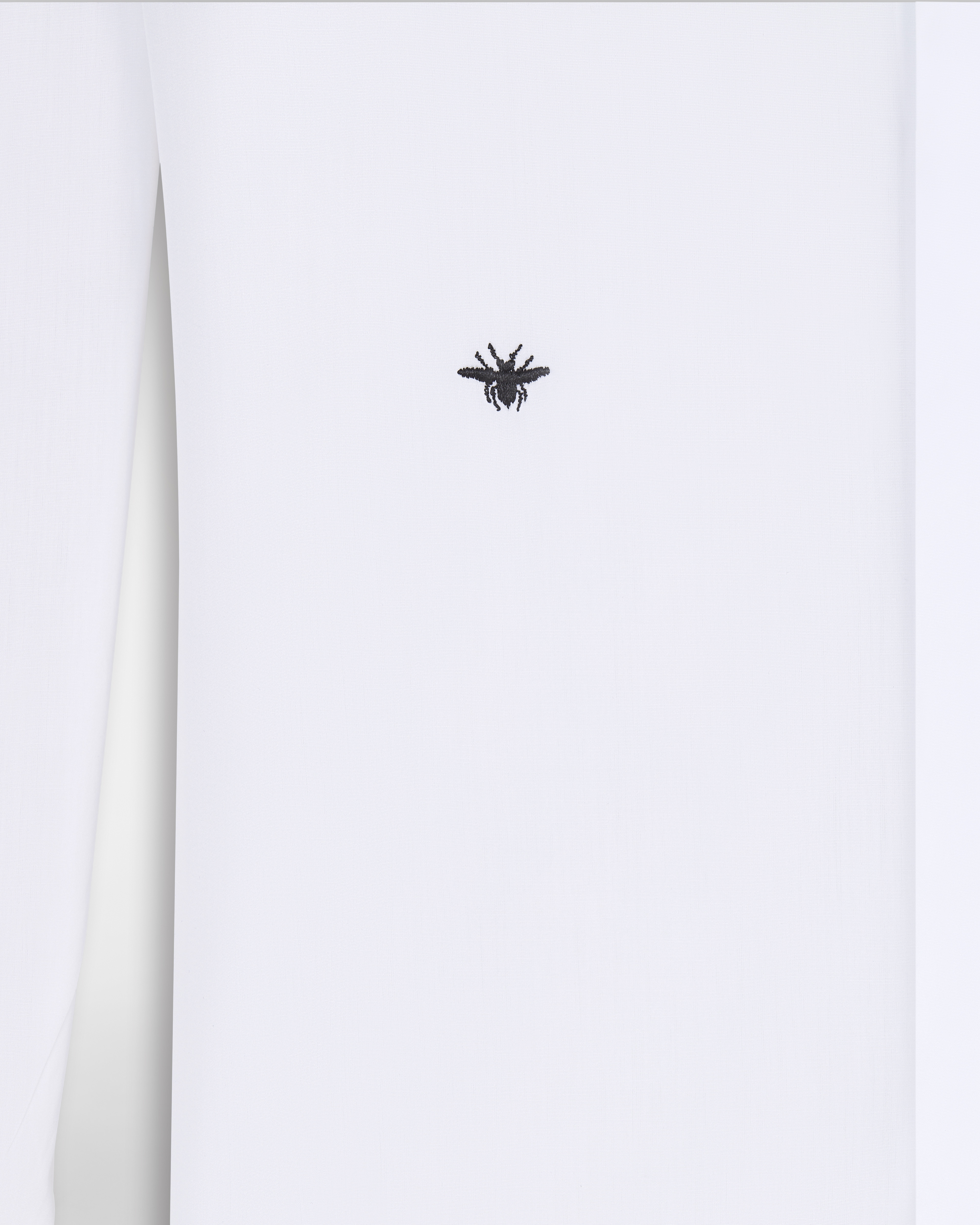 Shirt with Black Bee Embroidery White Cotton Poplin E09