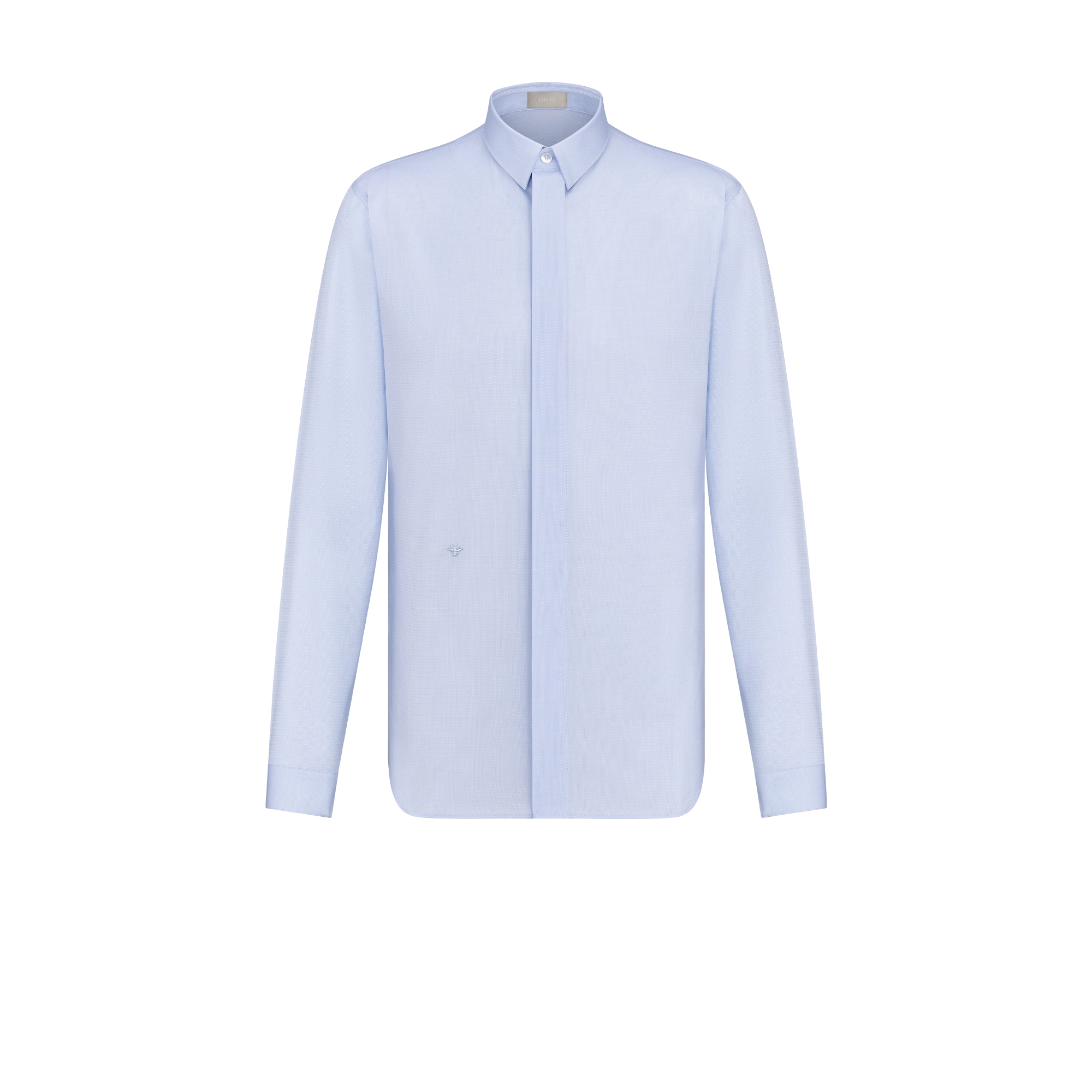 Shirt with Bee Embroidery Blue Cotton Poplin E01