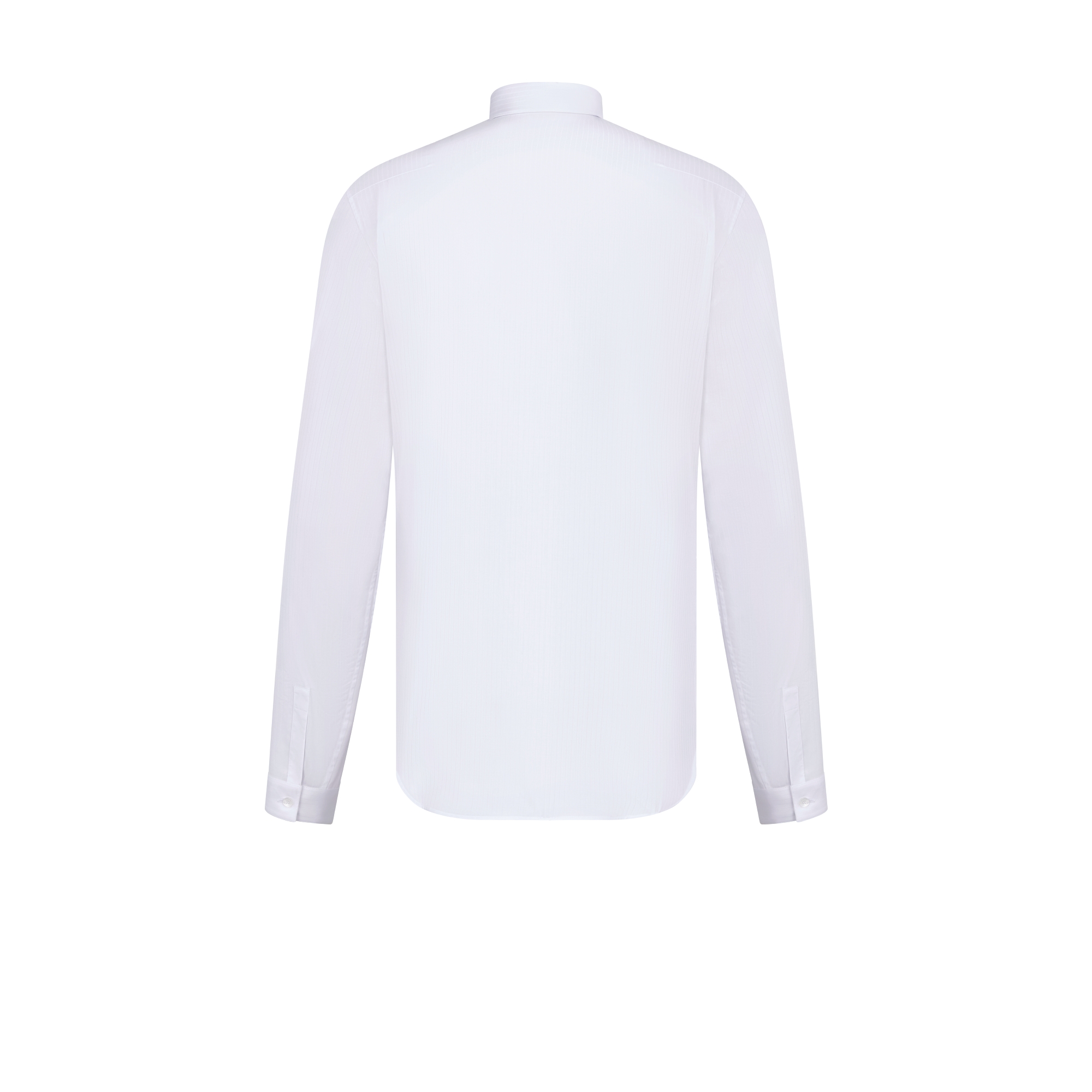 Shirt with Bee Embroidery White Striped Cotton Poplin E08