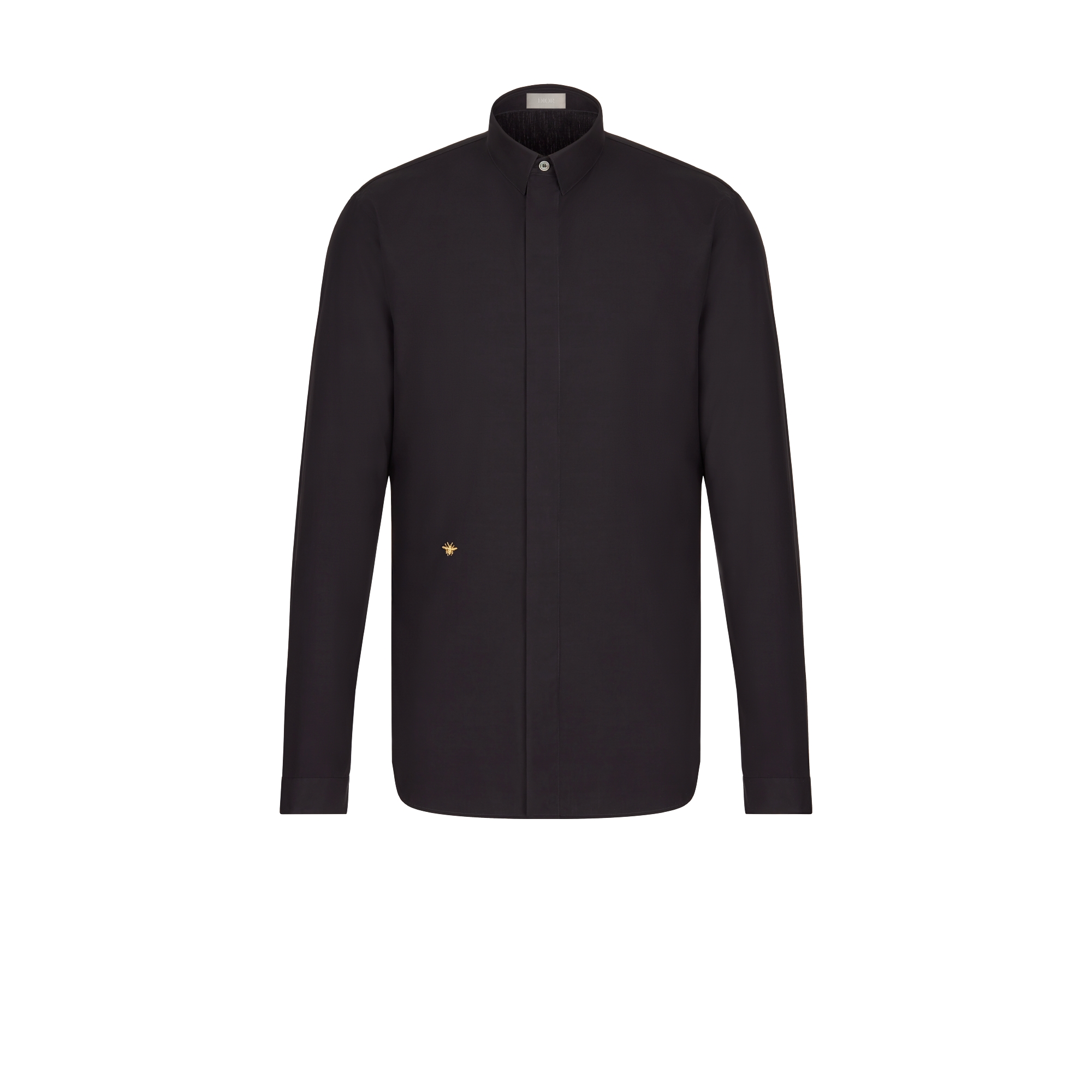 Shirt with Gold Bee Embroidery Black Cotton Poplin | DIOR
