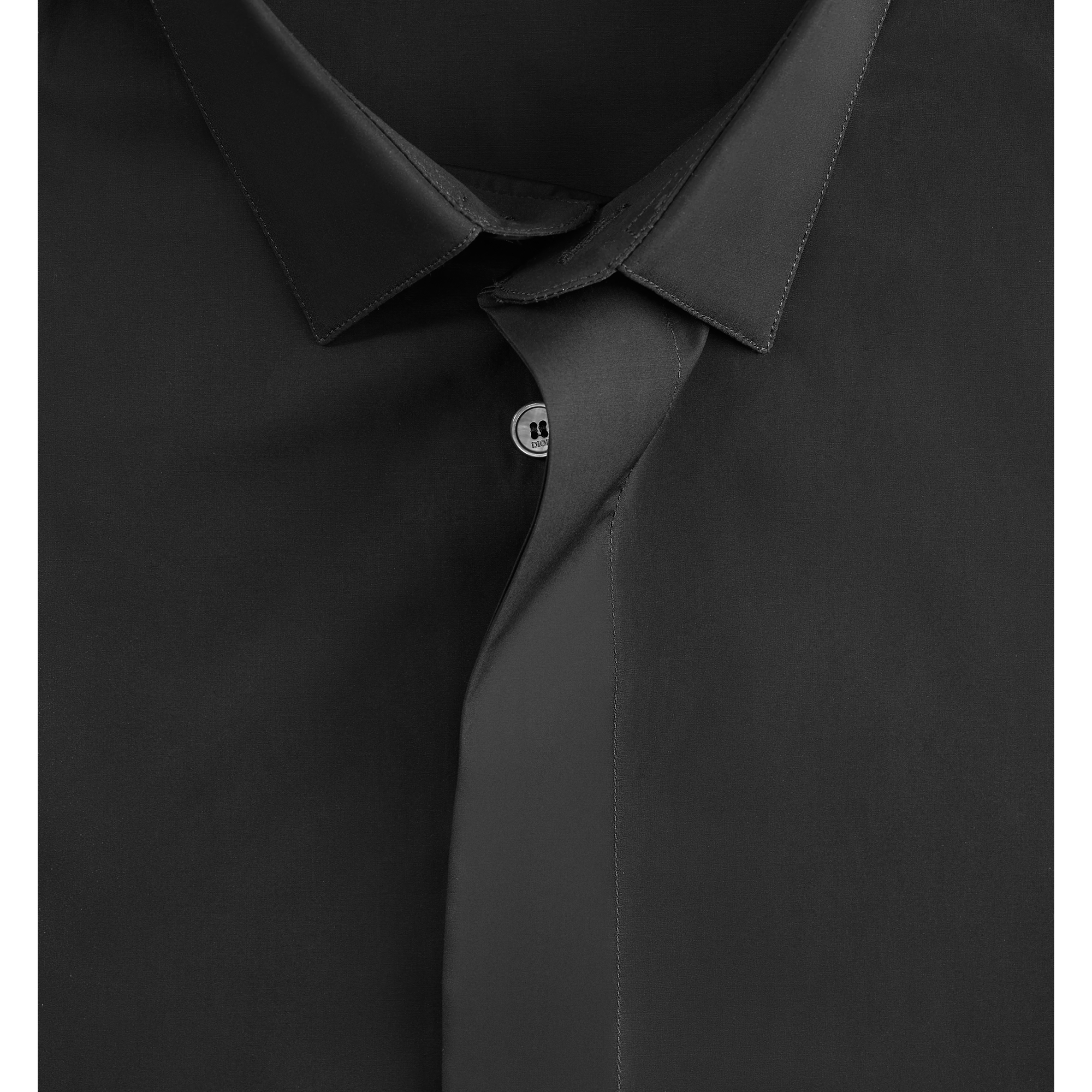 Shirt with Gold Bee Embroidery Black Cotton Poplin E09