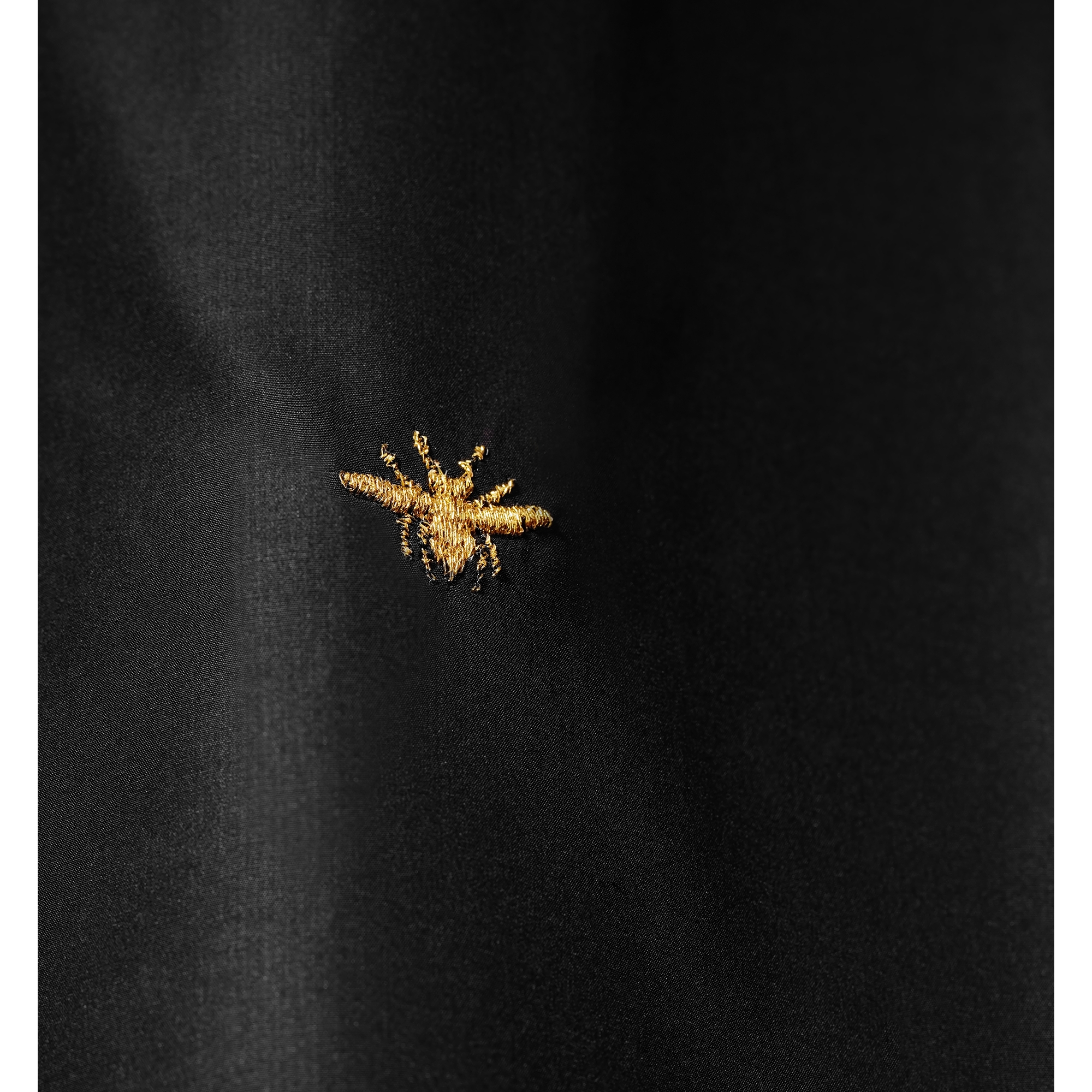 Shirt with Gold Bee Embroidery Black Cotton Poplin E10