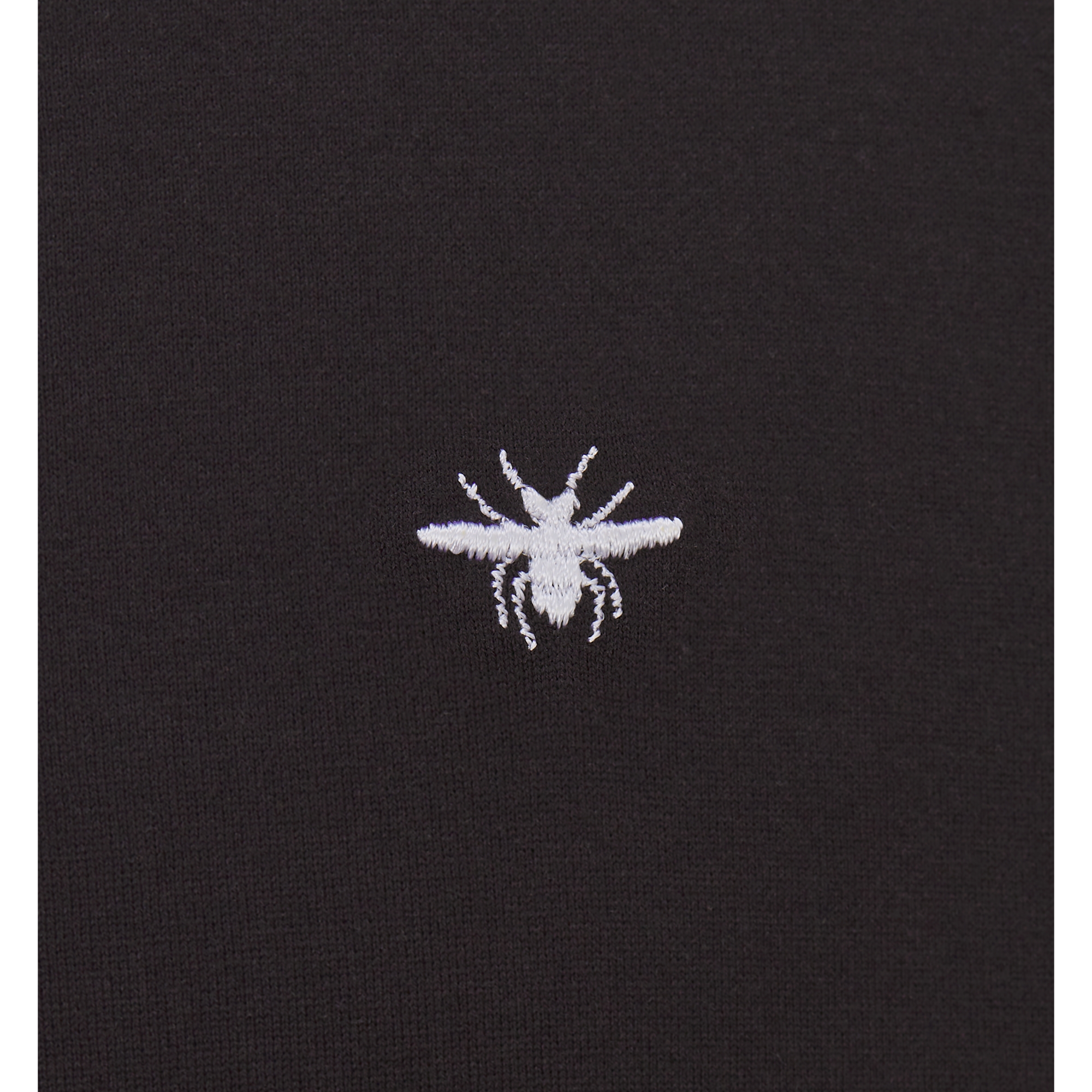 T-Shirt with Bee Embroidery Black Cotton Jersey E09