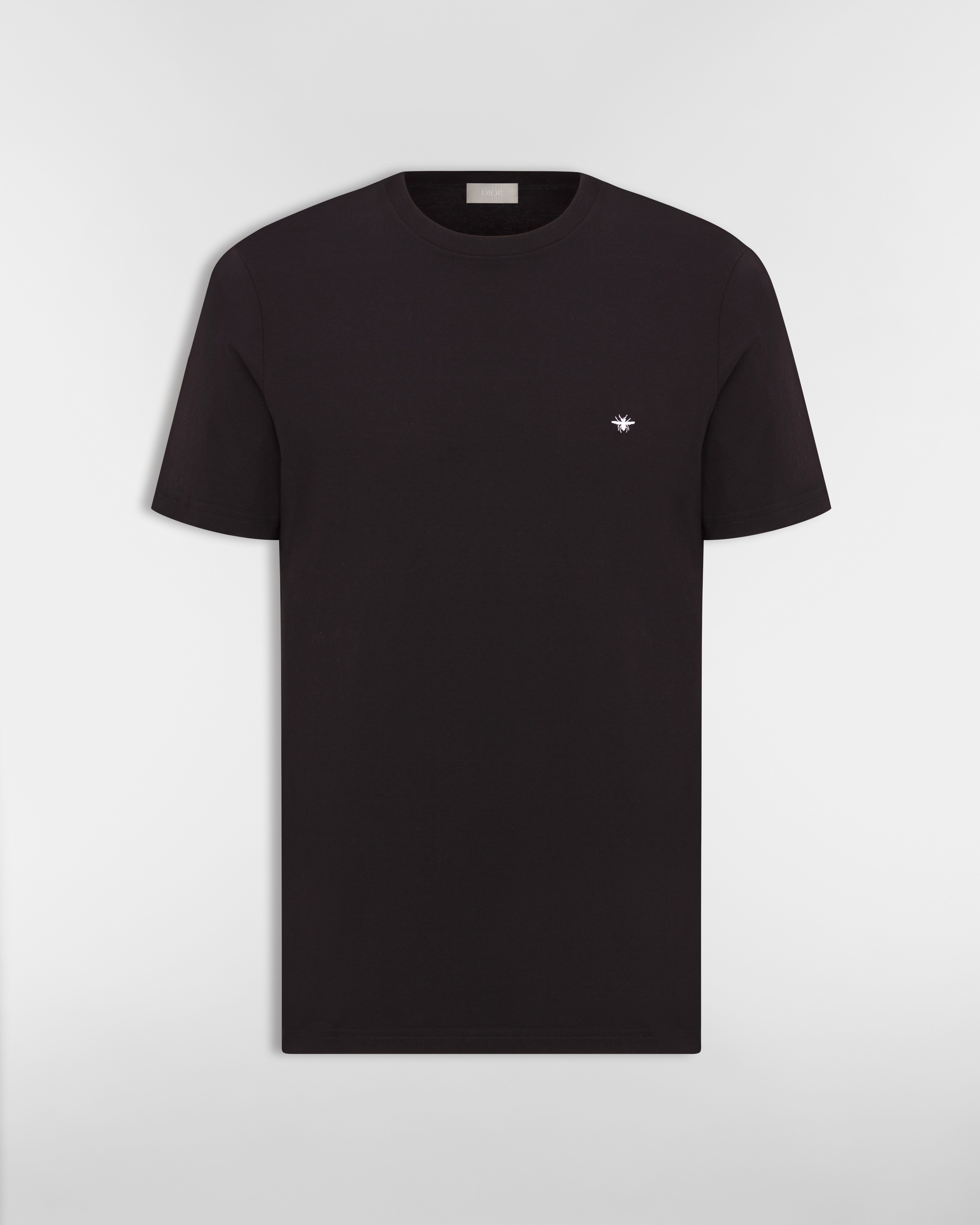 T-Shirt with Bee Embroidery Black Cotton Jersey E01