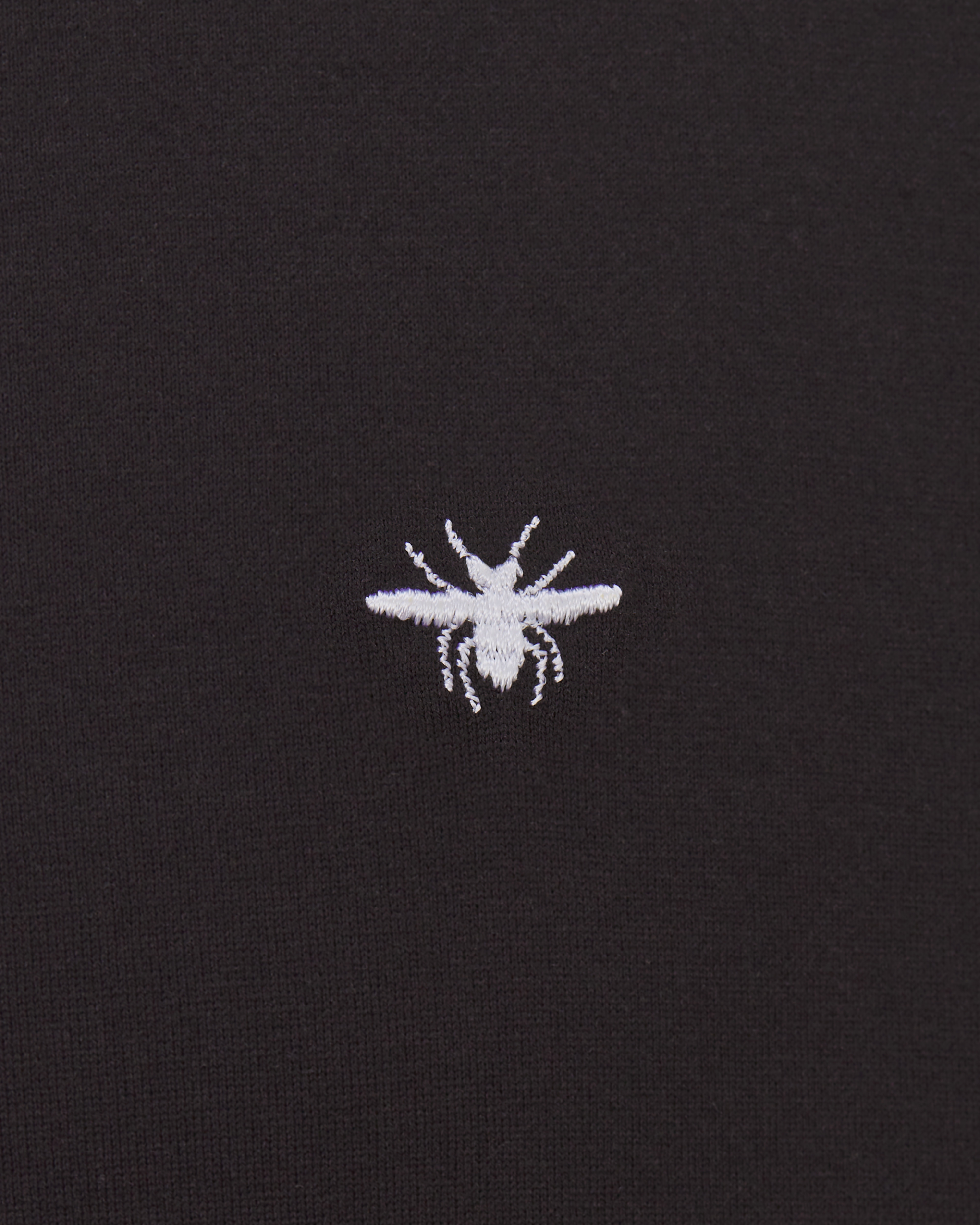 T-Shirt with Bee Embroidery Black Cotton Jersey E09