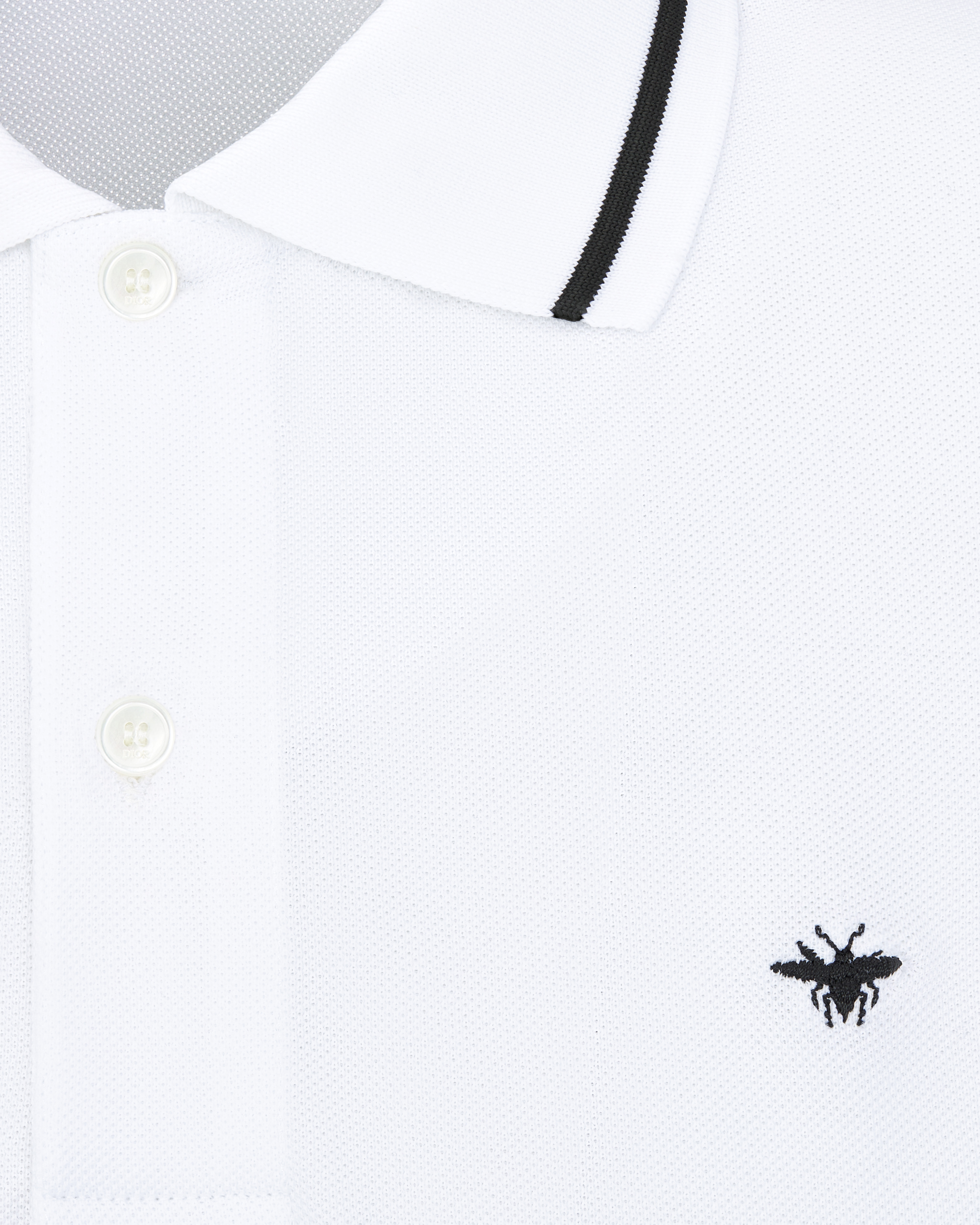 Polo con ape ricamata Piqué di cotone bianco E09