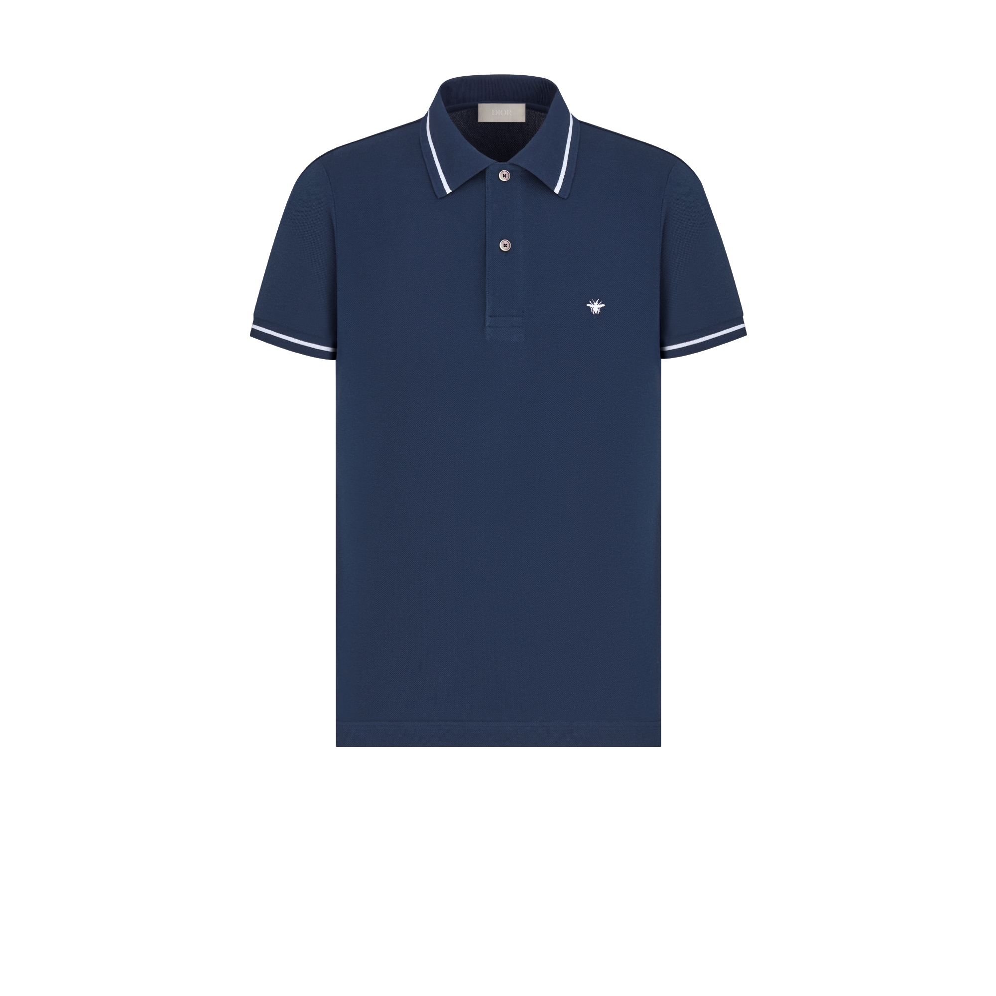 Polo Shirt with Bee Embroidery Navy Blue Cotton Piqué | DIOR