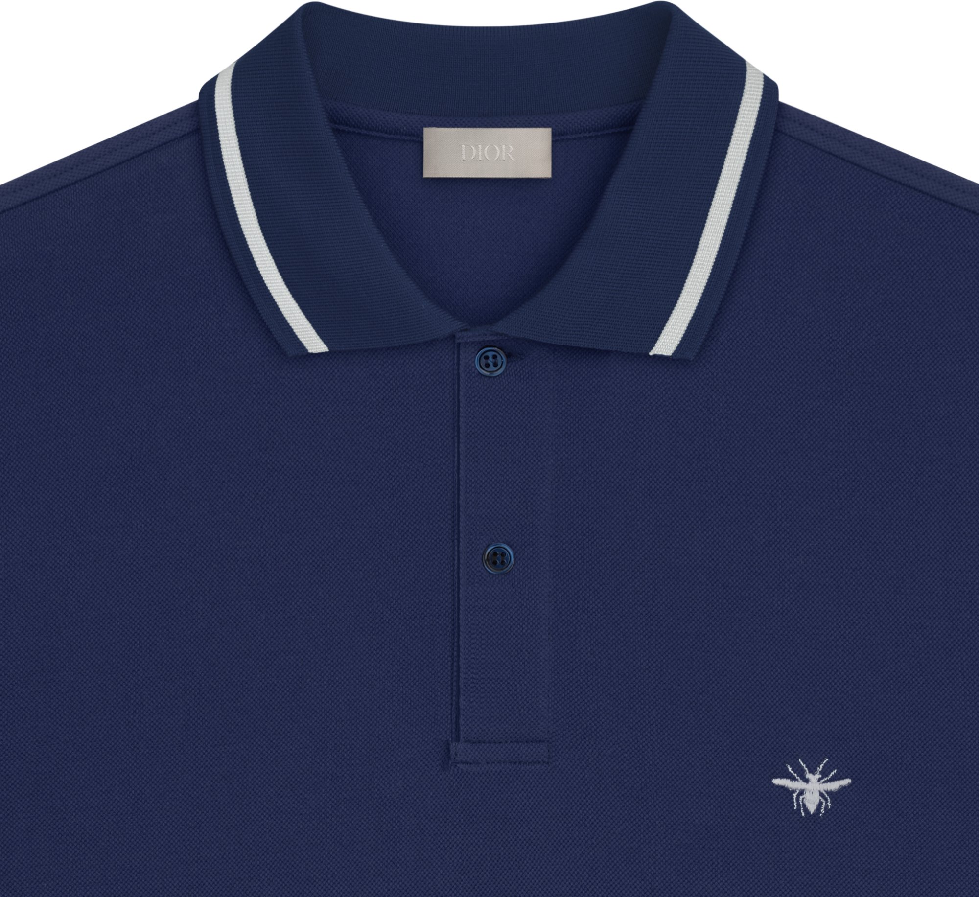Polo Shirt with Bee Embroidery Navy Blue Cotton Pique DIOR