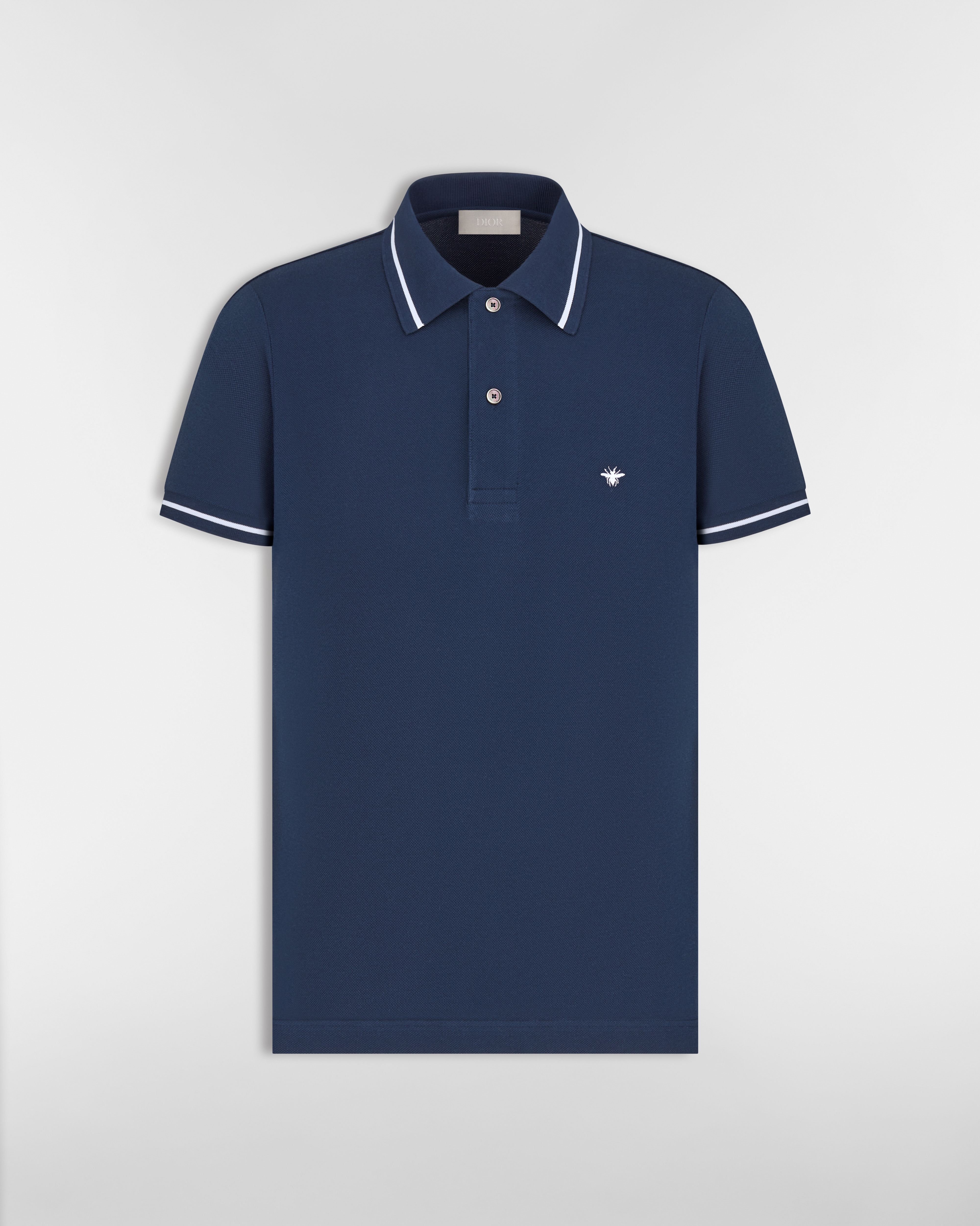Polo con ape ricamata Piqué di cotone blu navy E01