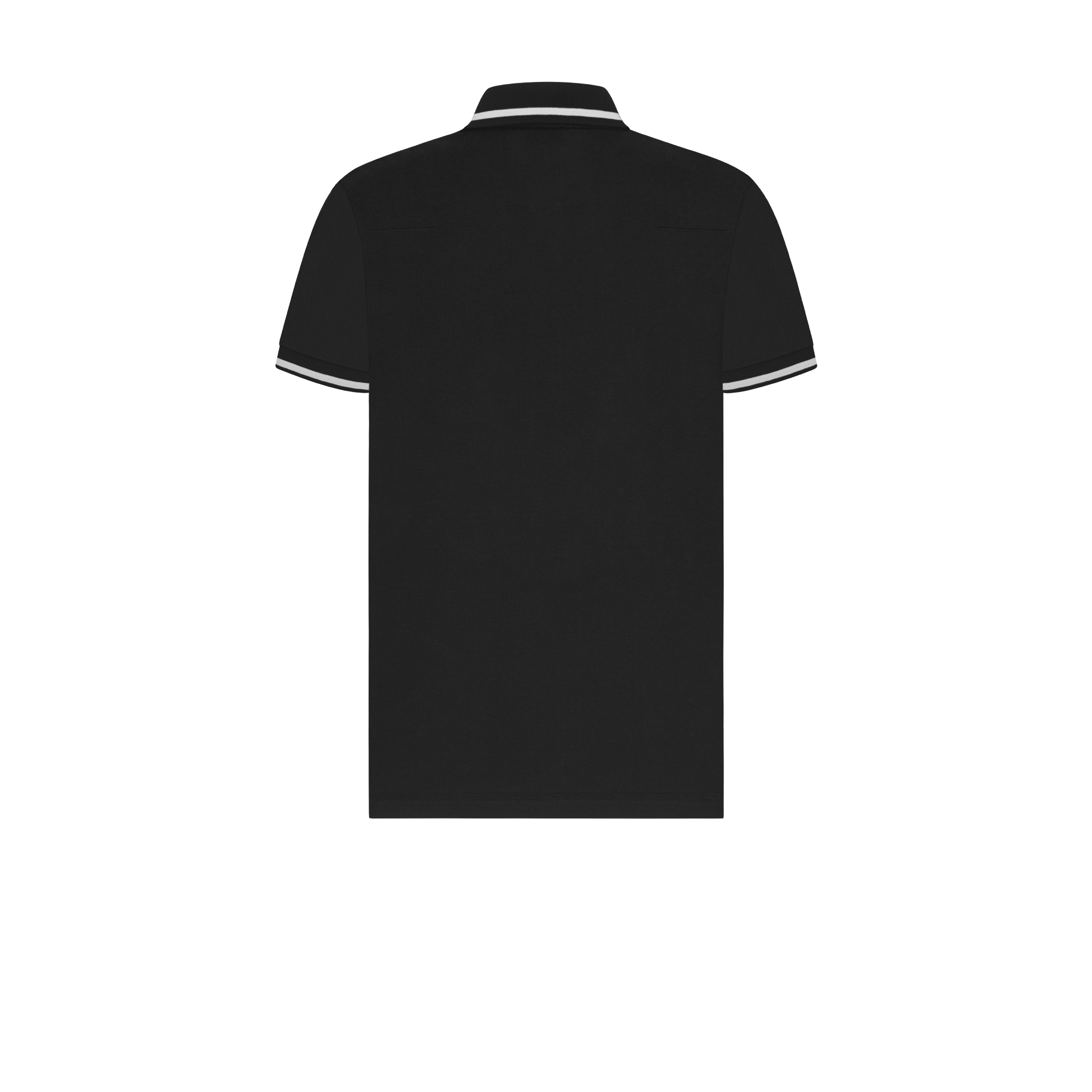 Poloshirt mit Bienenstickerei Baumwollpikee in Schwarz E08