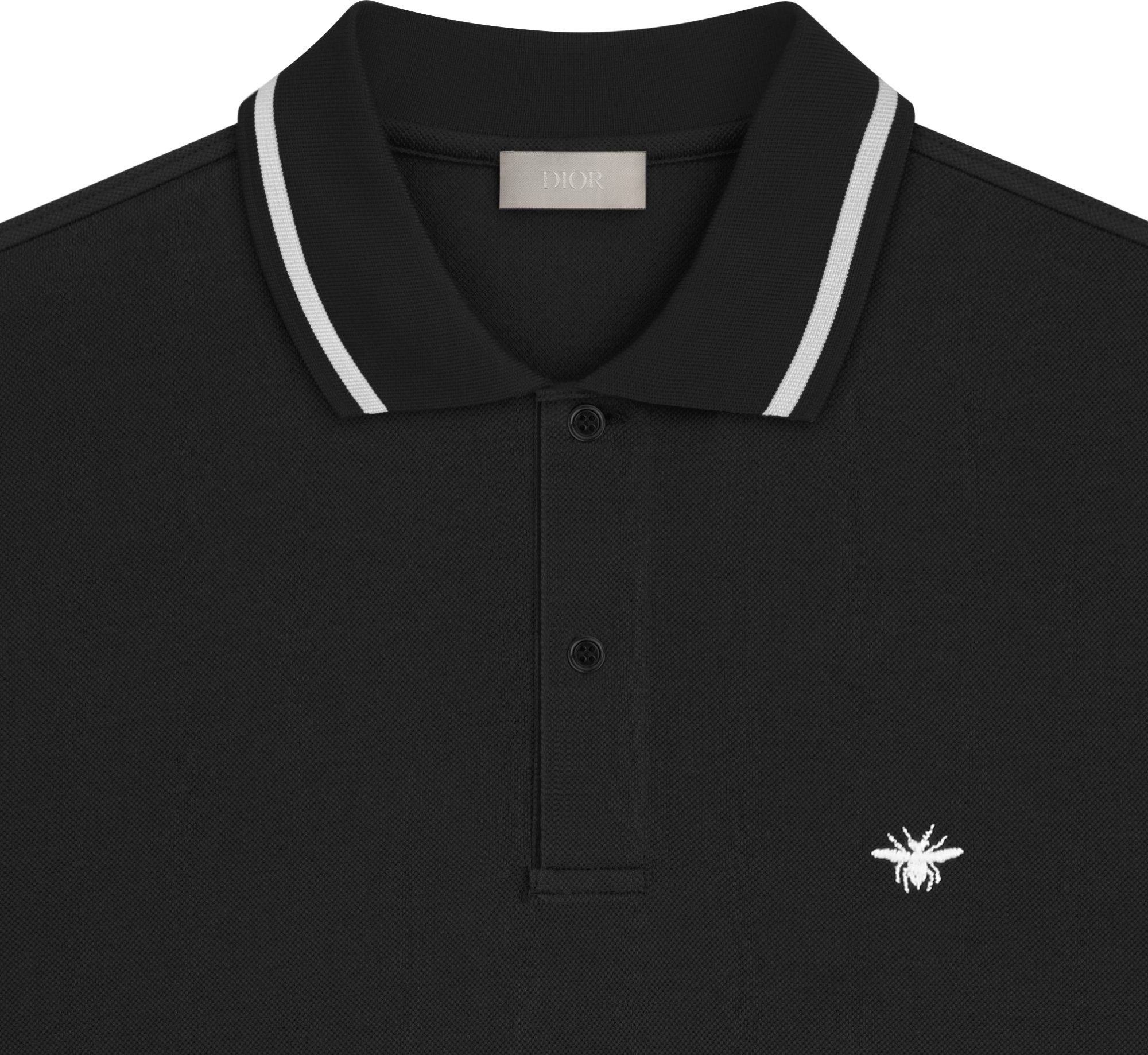 Polo Shirt with Bee Embroidery Black Cotton Pique DIOR
