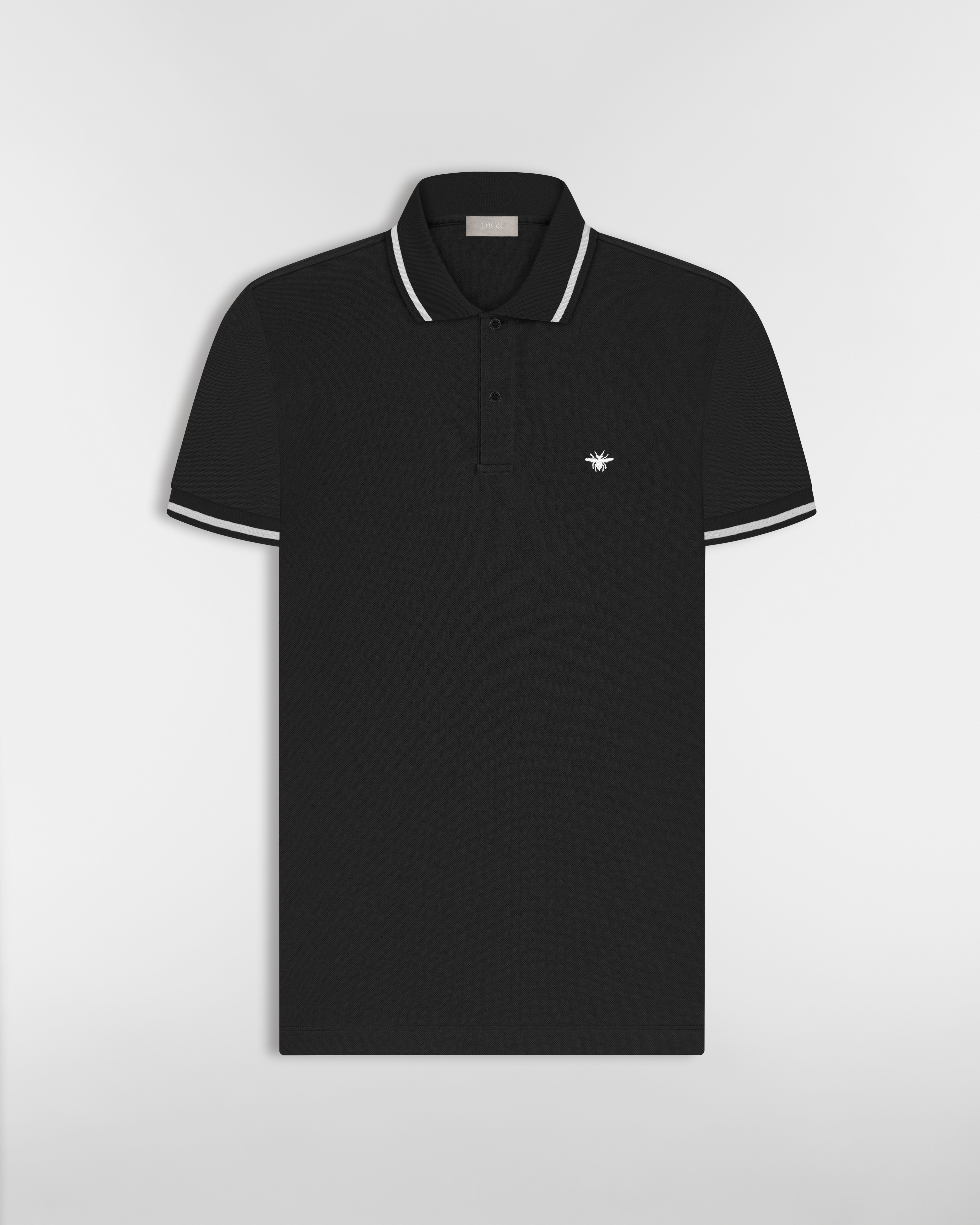 Polo con ape ricamata Piqué di cotone nero E01